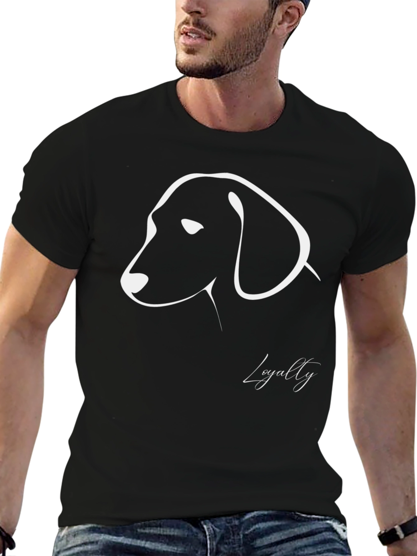 Loyalty Dog Silhouette Graphic Tee - Mens Black T-Shirt