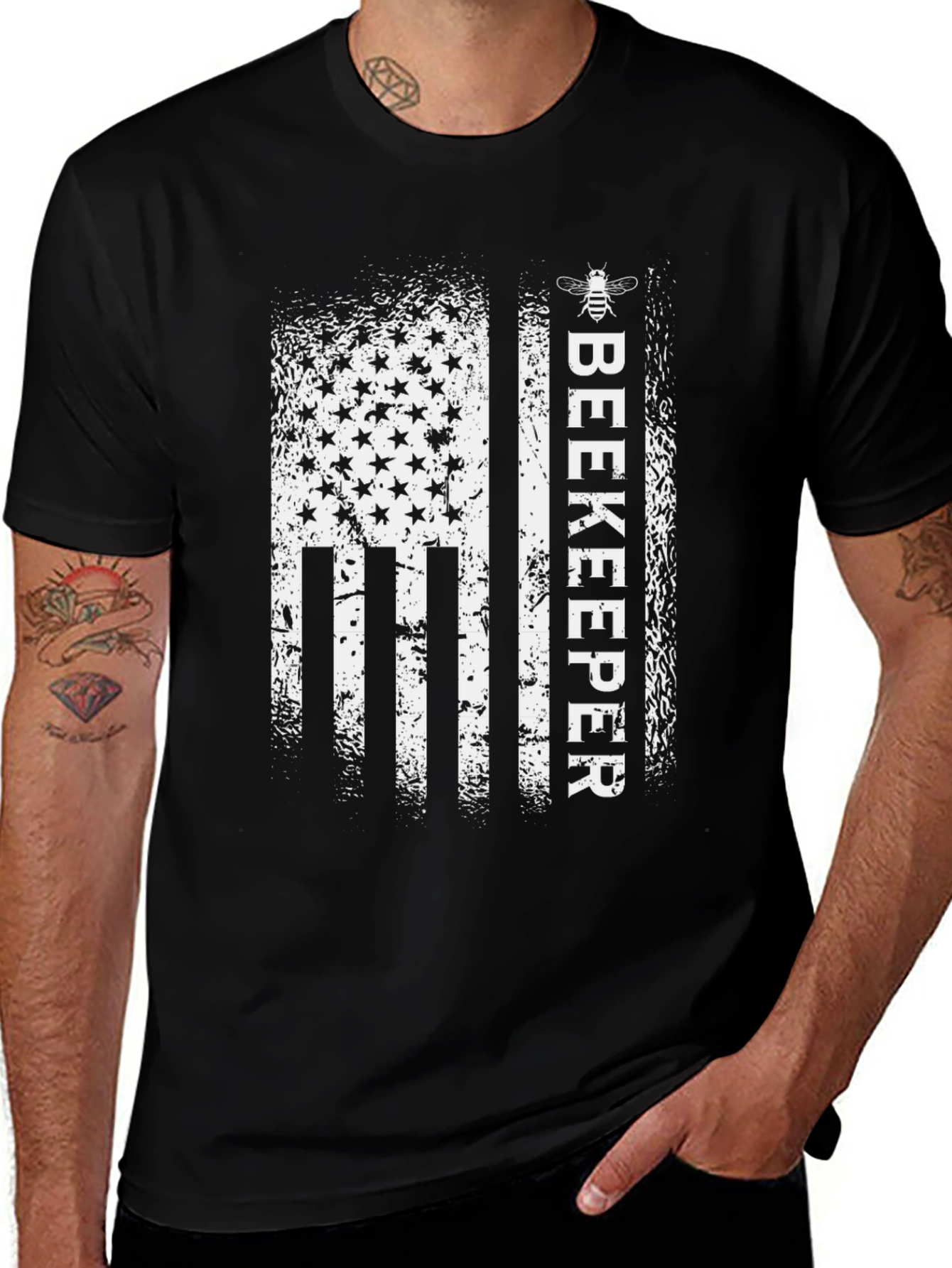 Beekeeper USA Flag Graphic Tee - Black
