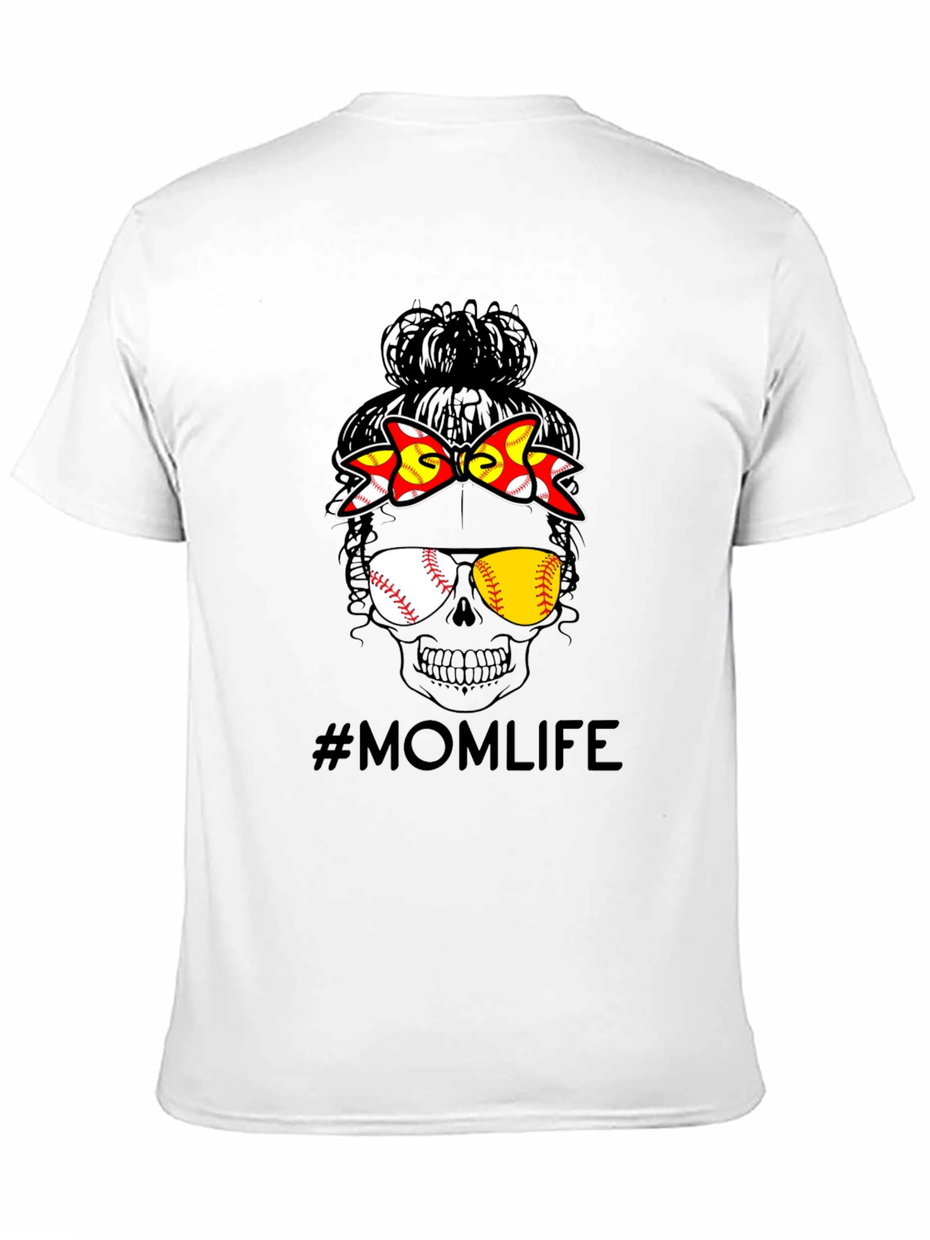 Mom Life Baseball Skull Graphic Tee