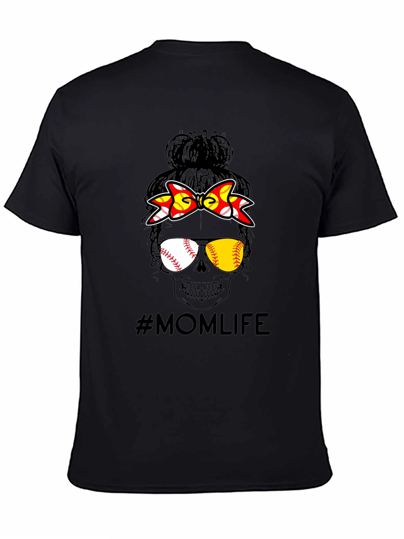 Mom Life Baseball Skull Graphic Tee
