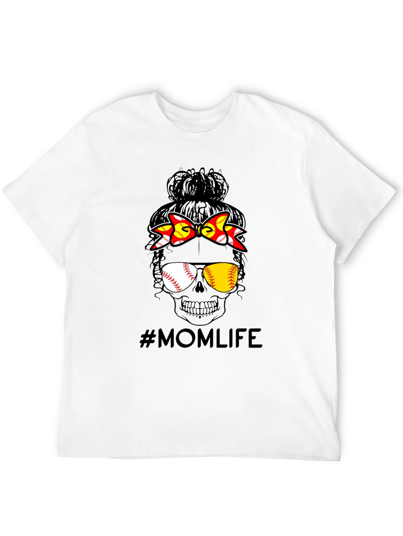 Mom Life Baseball Skull Graphic Tee