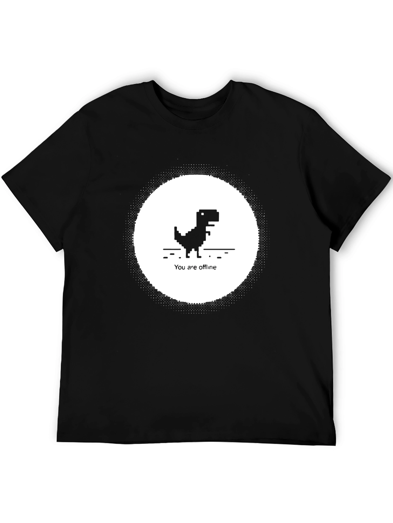 Pixel Dinosaur Offline Mode T-Shirt - Black Cotton Tee