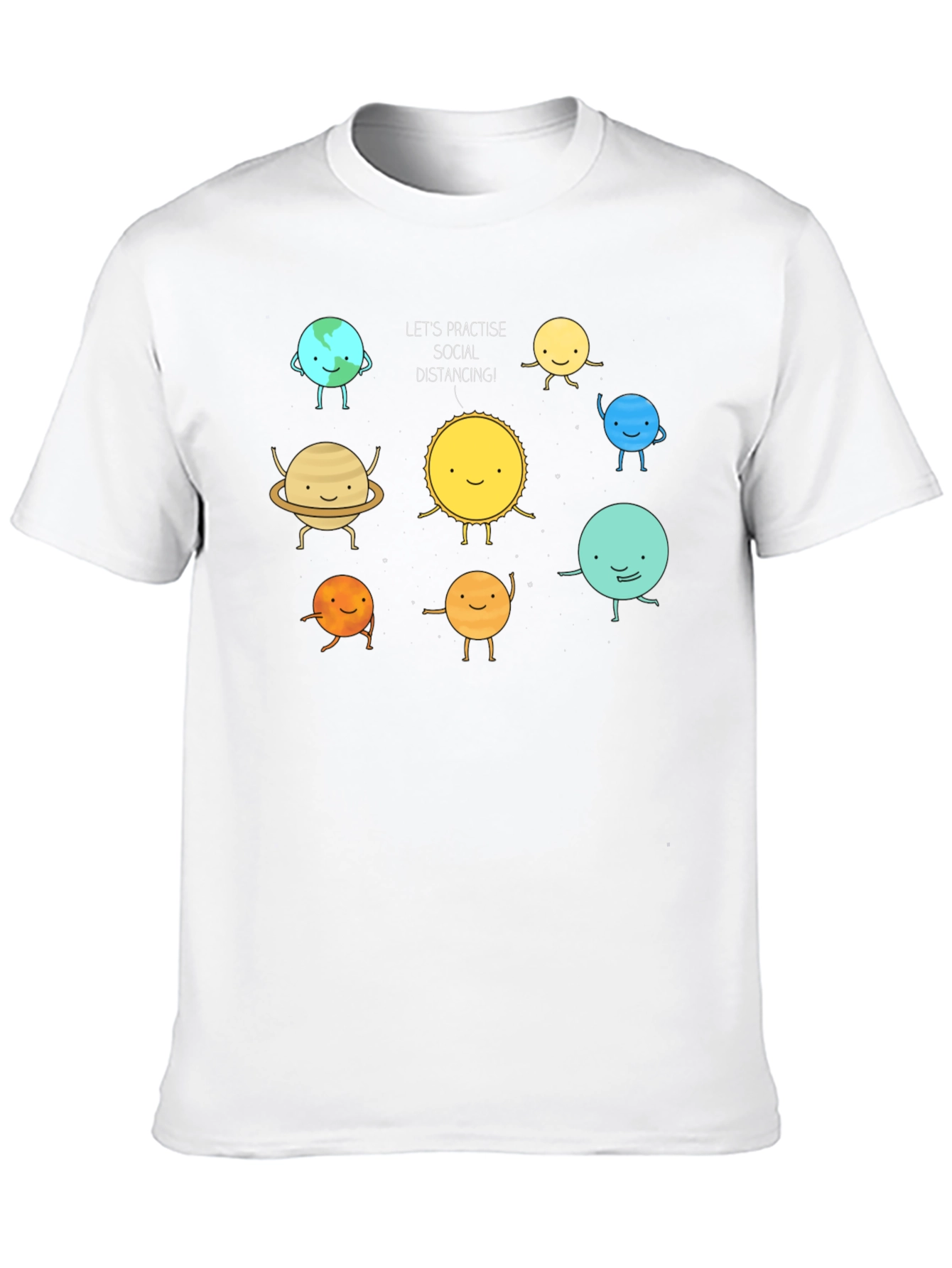 Social Distancing Planets Graphic Black T-Shirt