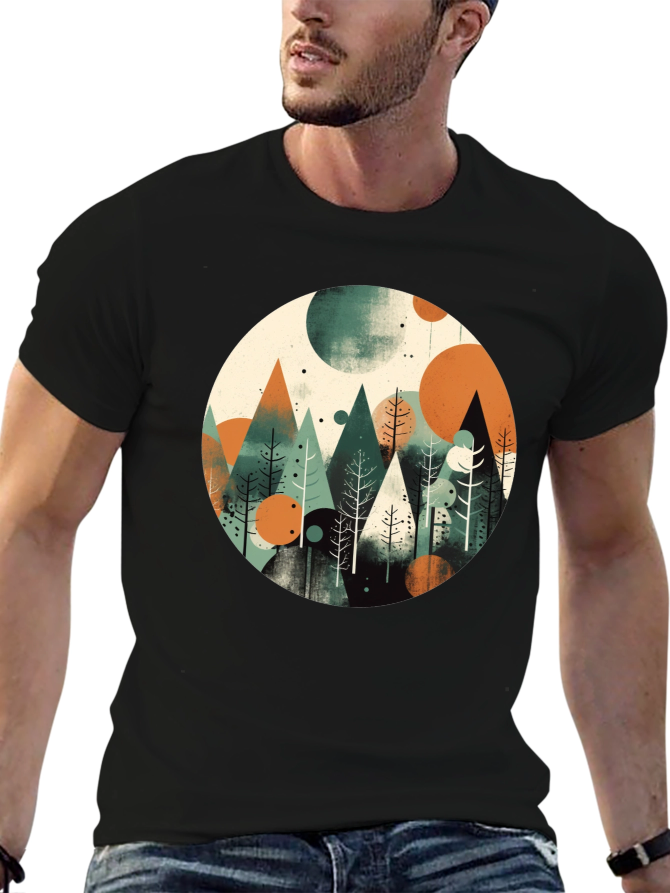 Abstract Mountain Forest Graphic Tee