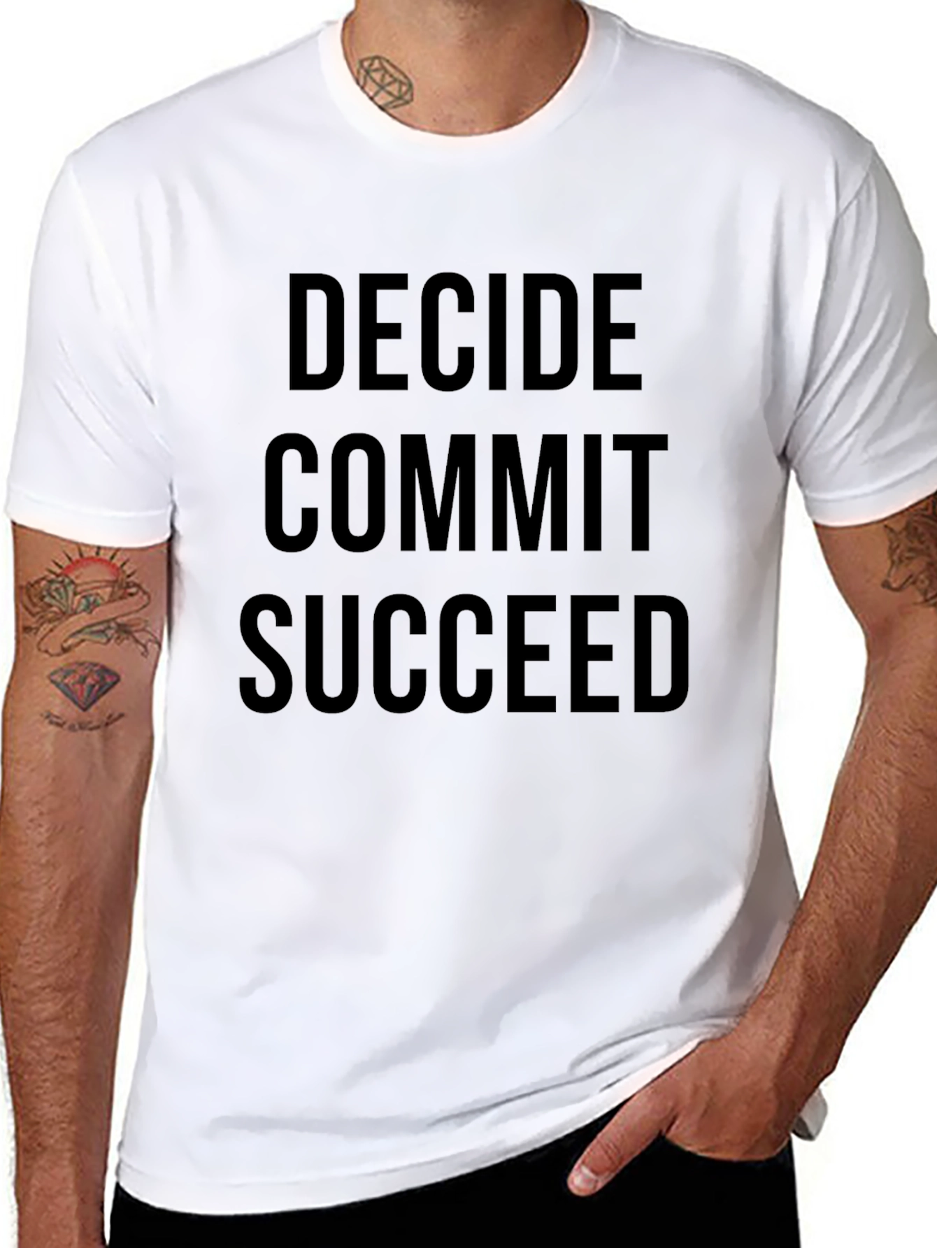 Decide Commit Succeed Mens Black Graphic Tee