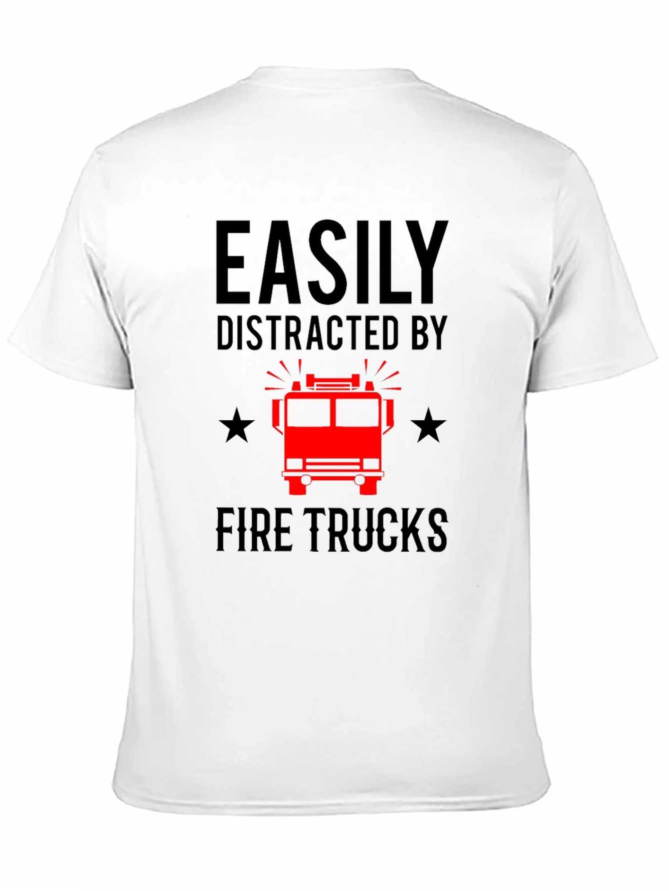 Easily Distracted By Fire Trucks Black T-Shirt