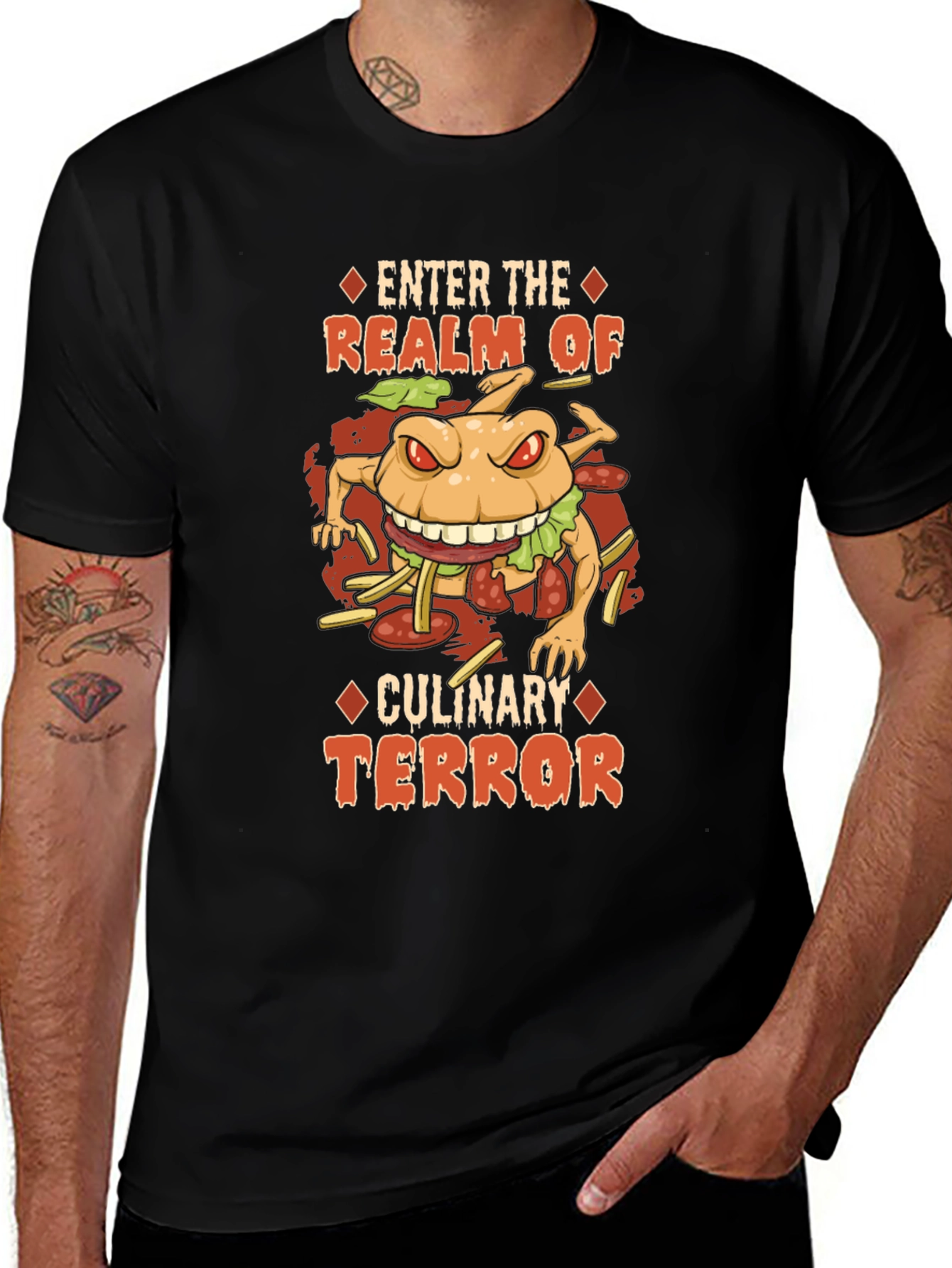 Culinary Terror Burger Graphic T-Shirt - Black