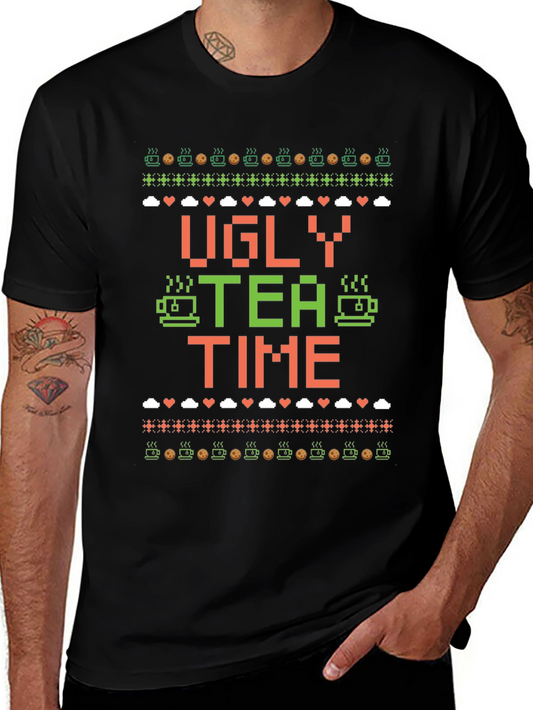 Ugly Tea Time Graphic T-Shirt - Funny Holiday Tee