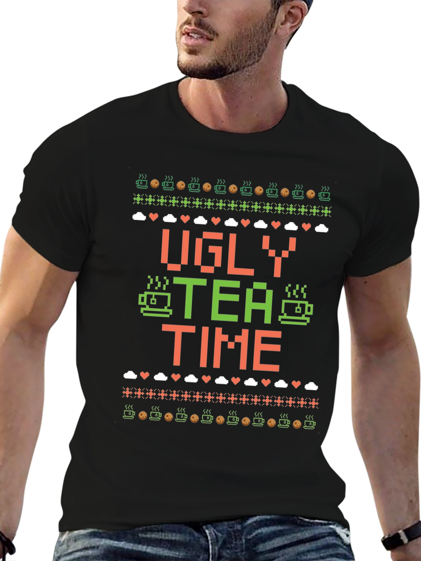 Ugly Tea Time Graphic T-Shirt - Funny Holiday Tee