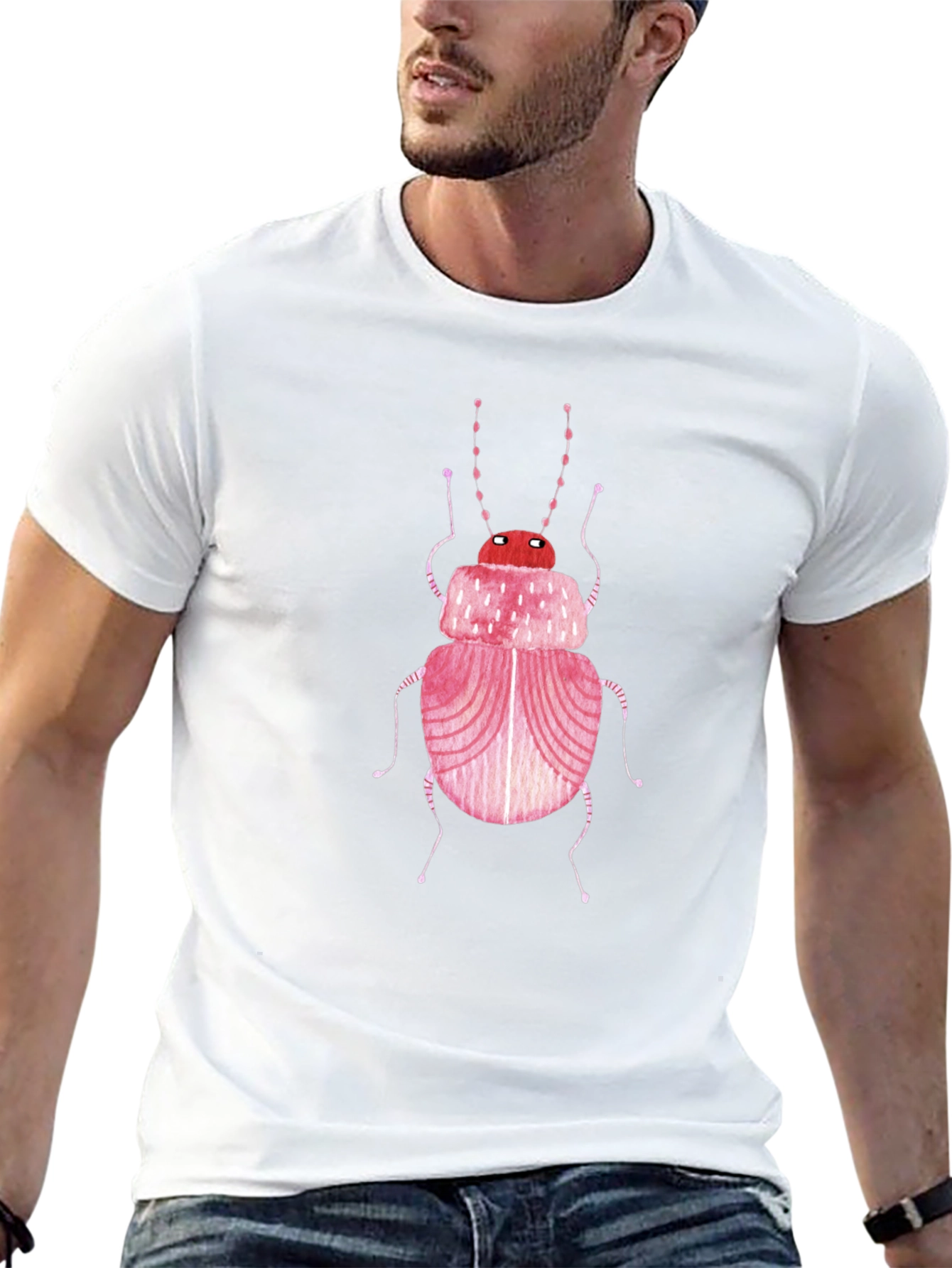 Pink Bug Graphic Tee - Unique Insect Design
