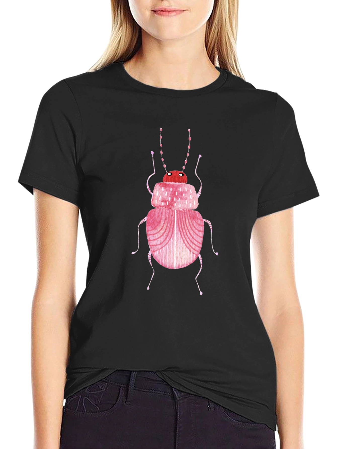 Pink Bug Graphic Tee - Unique Insect Design