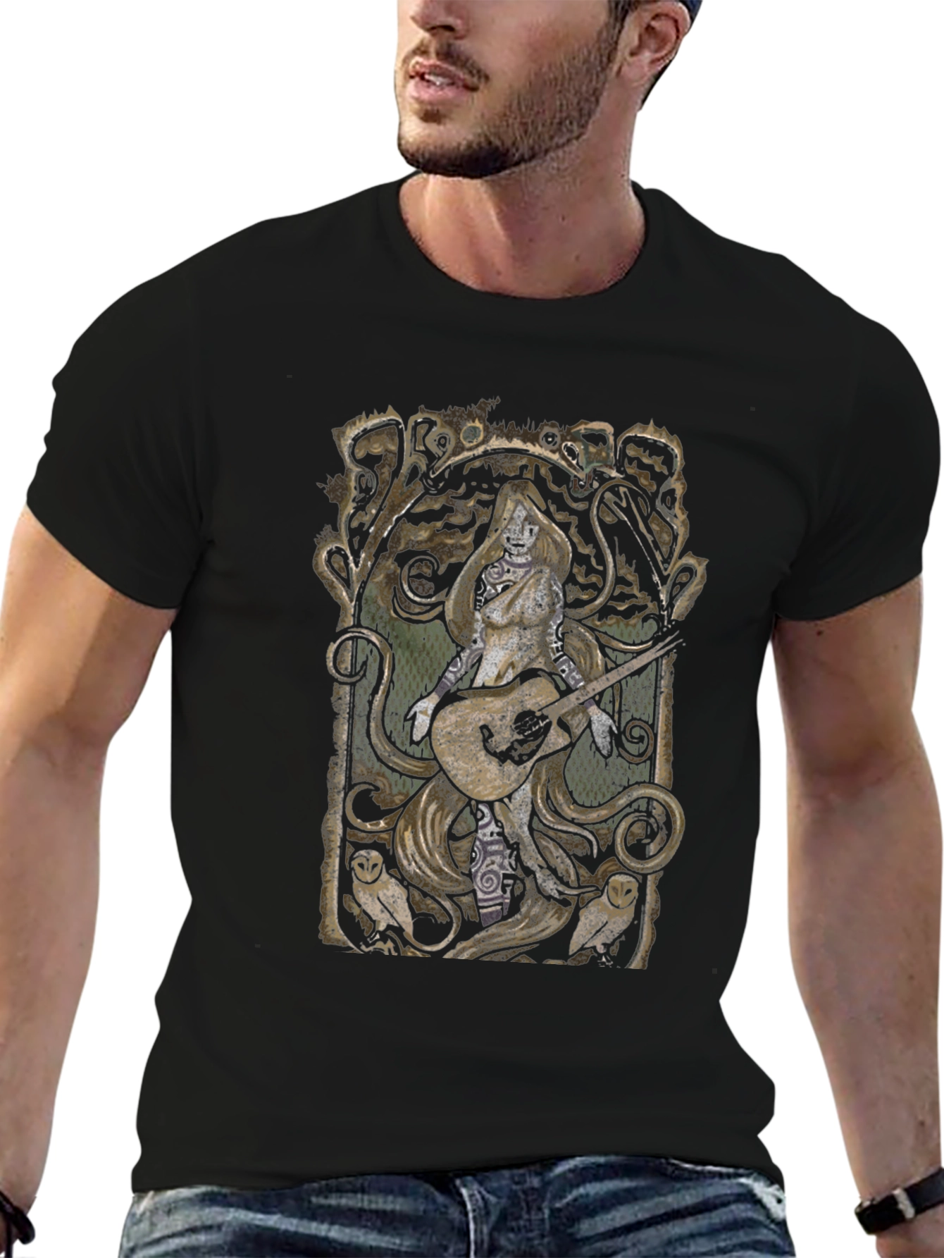 Guitar Goddess Black Graphic Tee