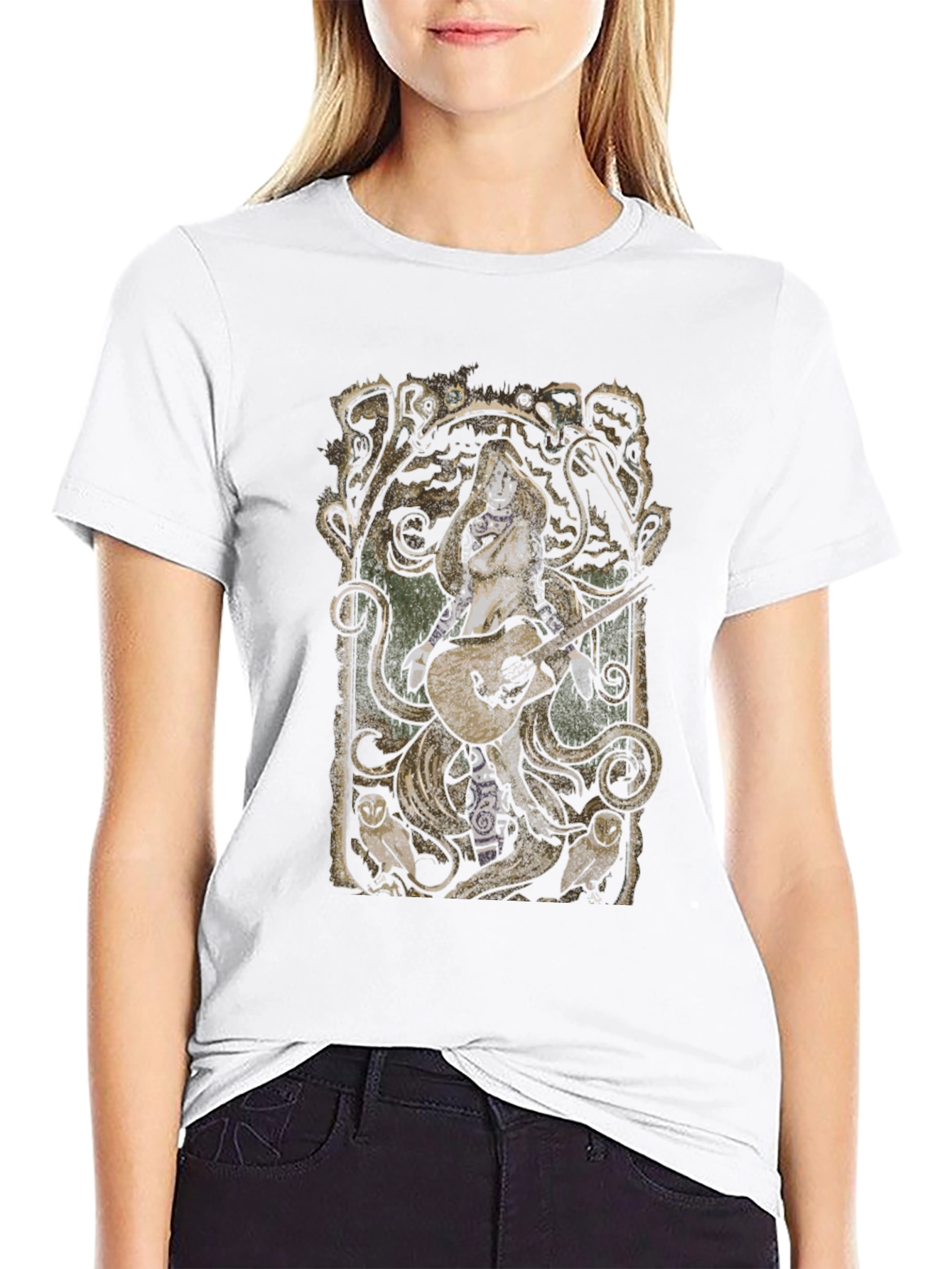 Guitar Goddess Black Graphic Tee