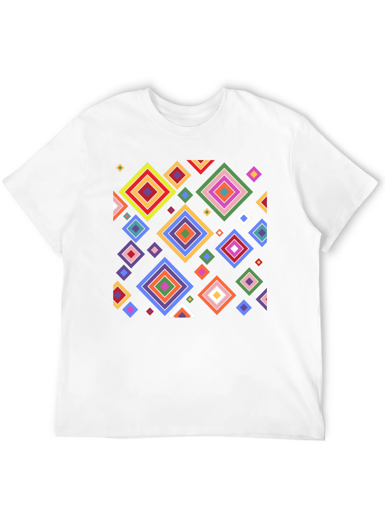 Geometric Diamond Pattern Black T-Shirt