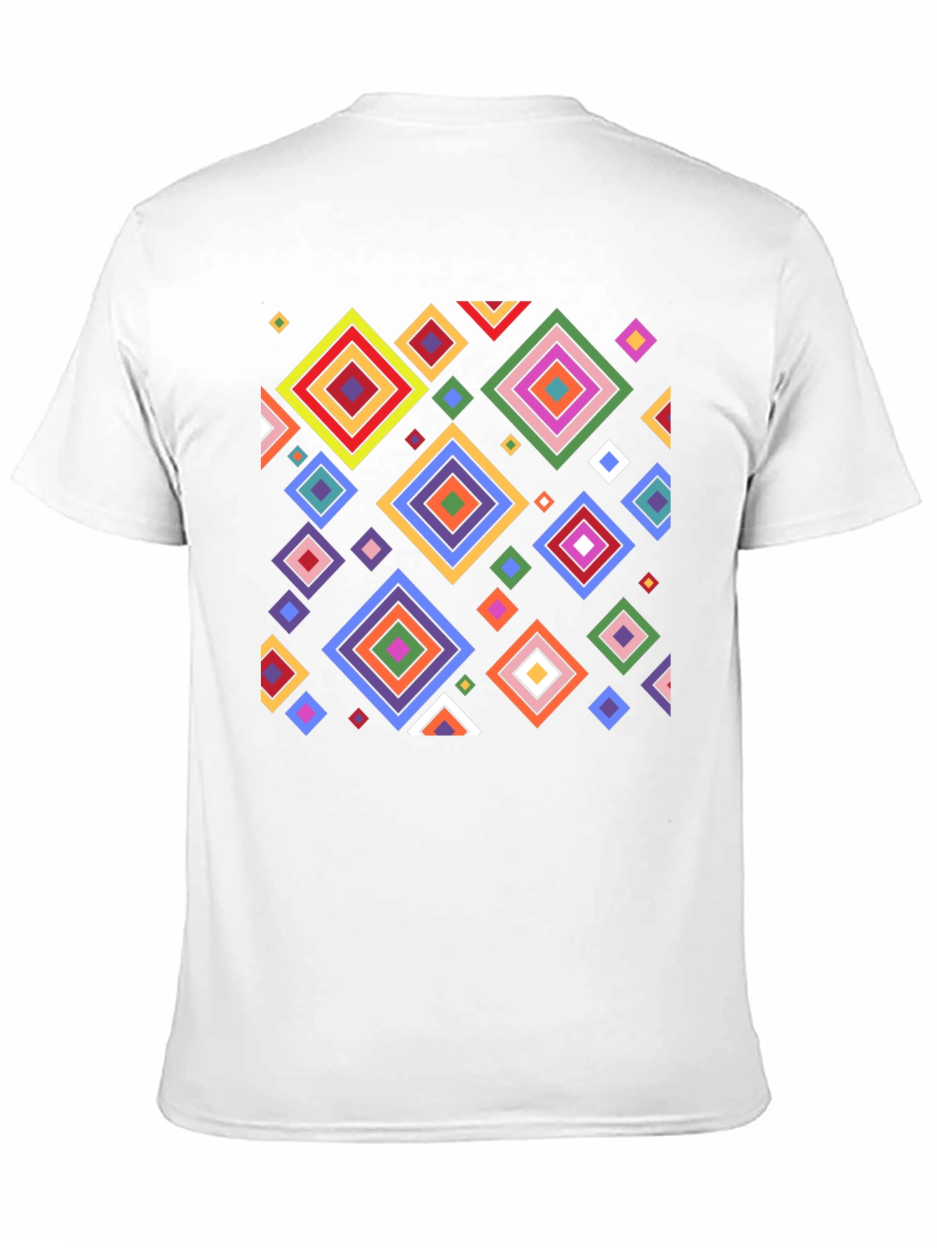 Geometric Diamond Pattern Black T-Shirt
