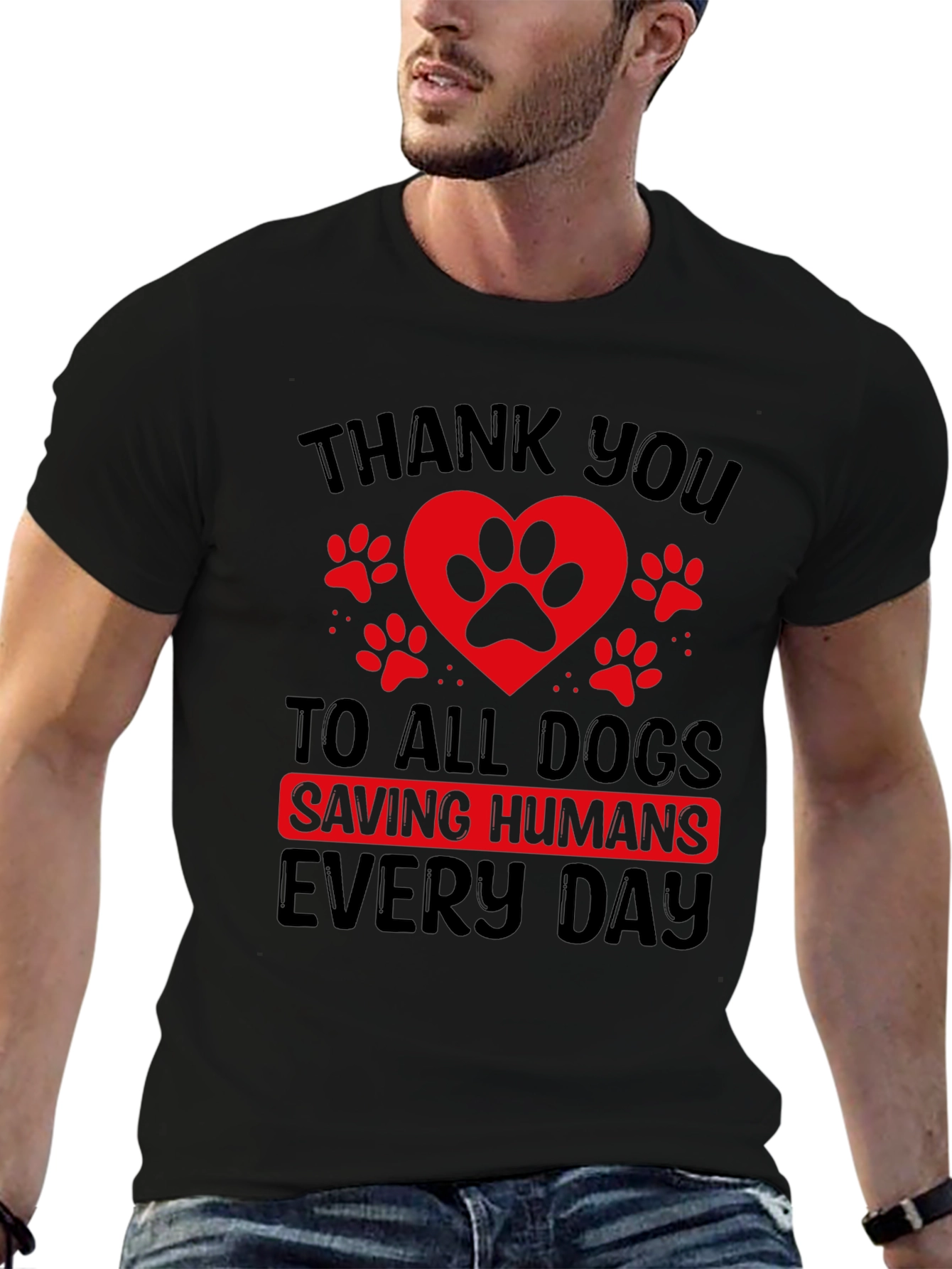 Thank You Dogs Black Tee