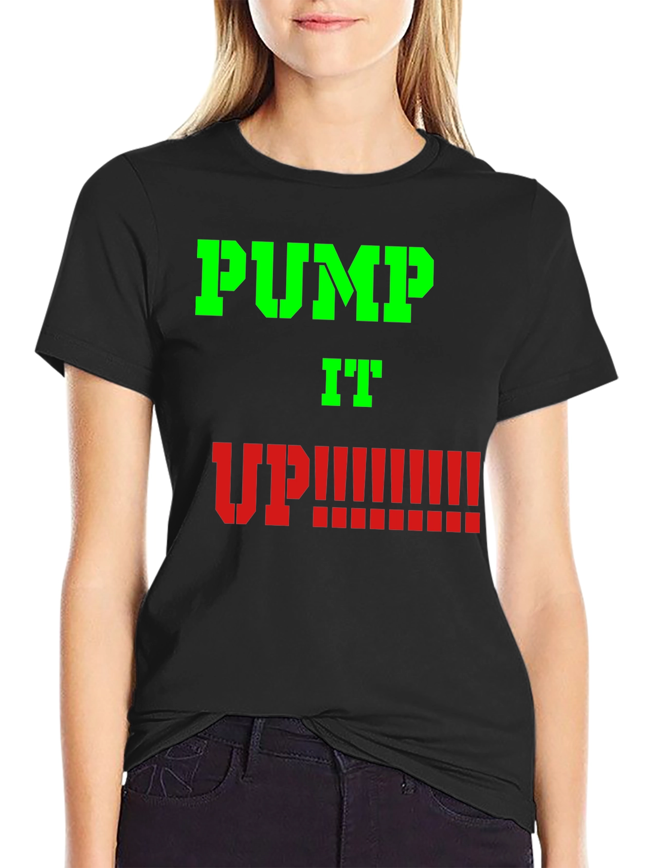 Pump It Up Graphic Tee - Black Cotton T-Shirt