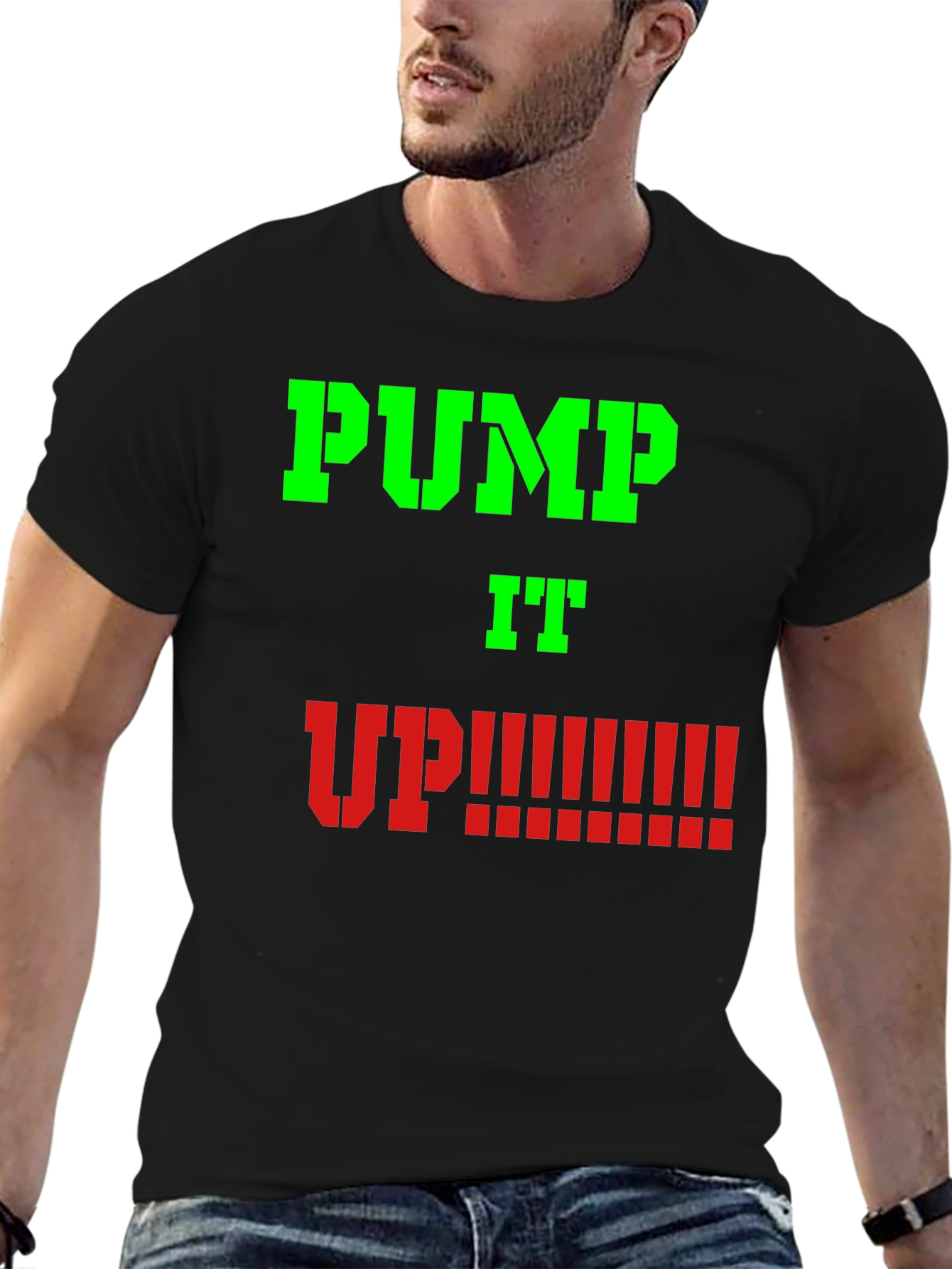 Pump It Up Graphic Tee - Black Cotton T-Shirt