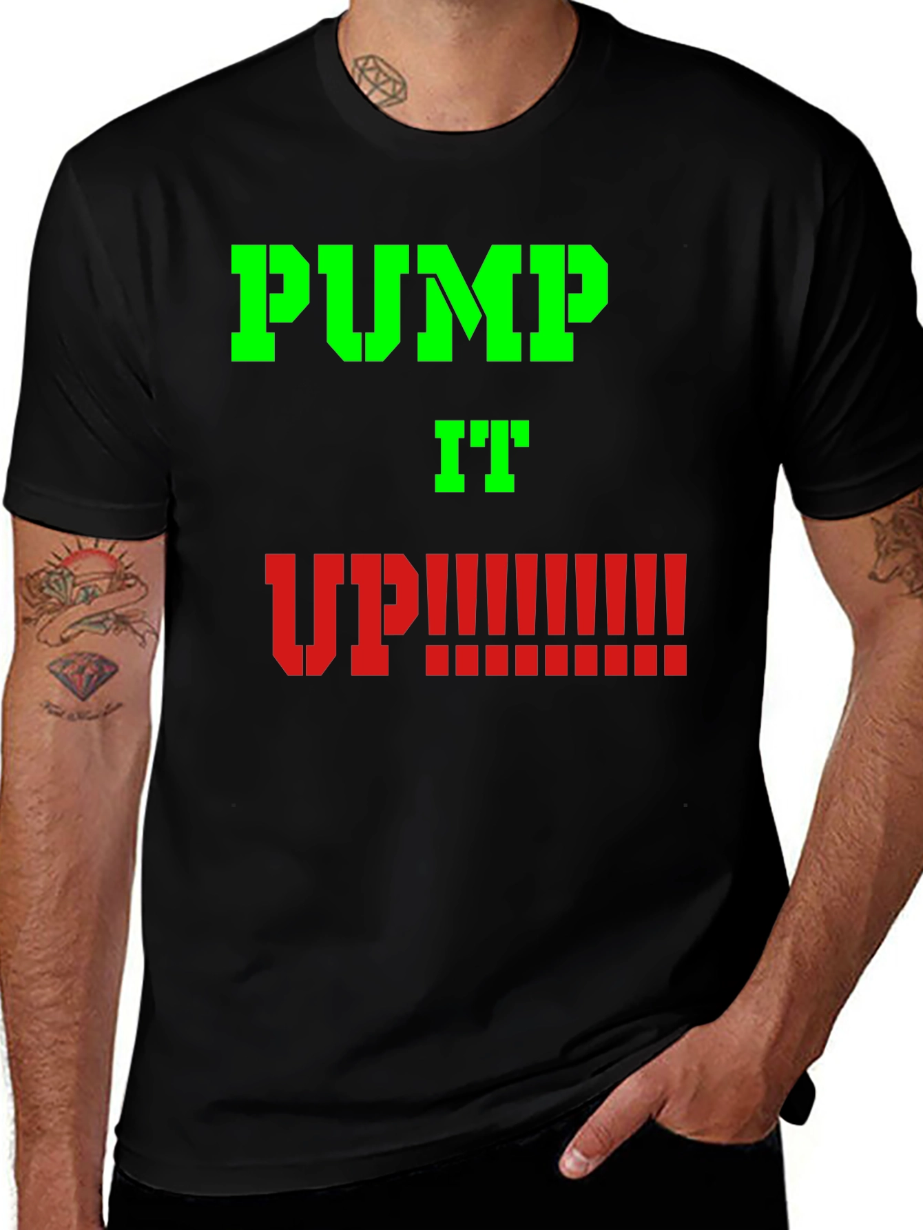 Pump It Up Graphic Tee - Black Cotton T-Shirt