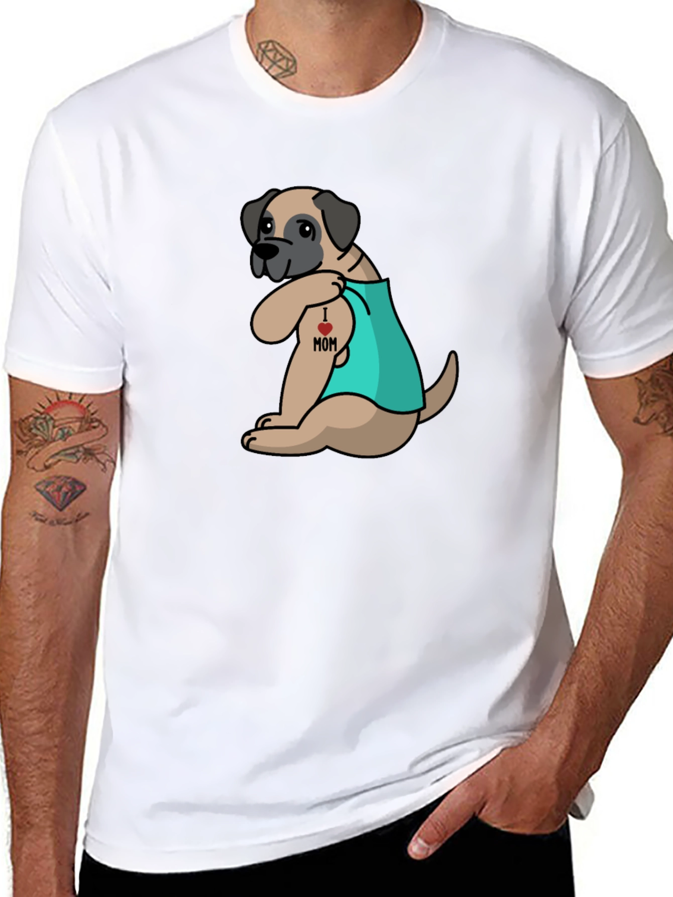 I Love Mom Dog Tattoo T-Shirt