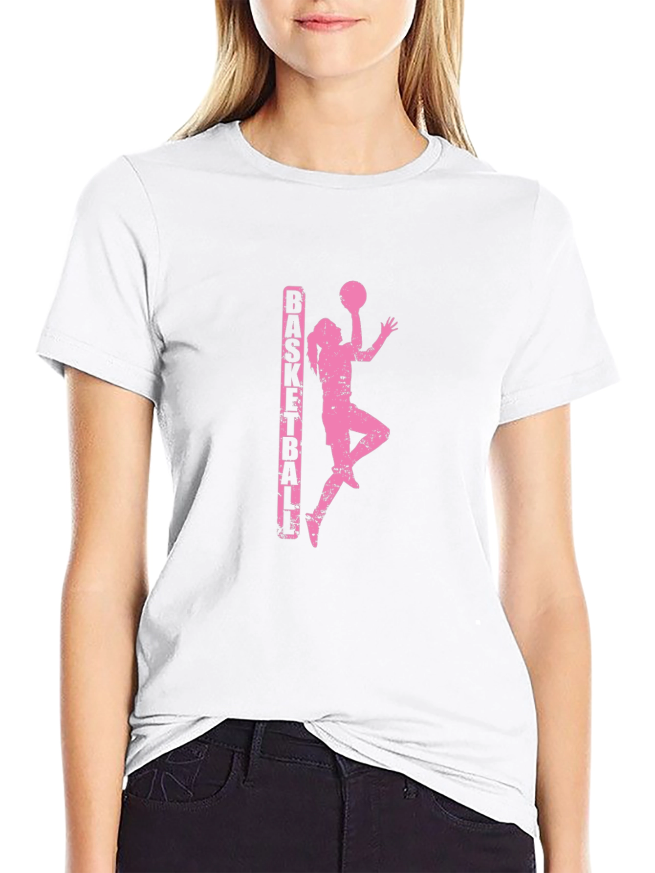 Basketball Girl Graphic Tee - Stylish Black T-Shirt