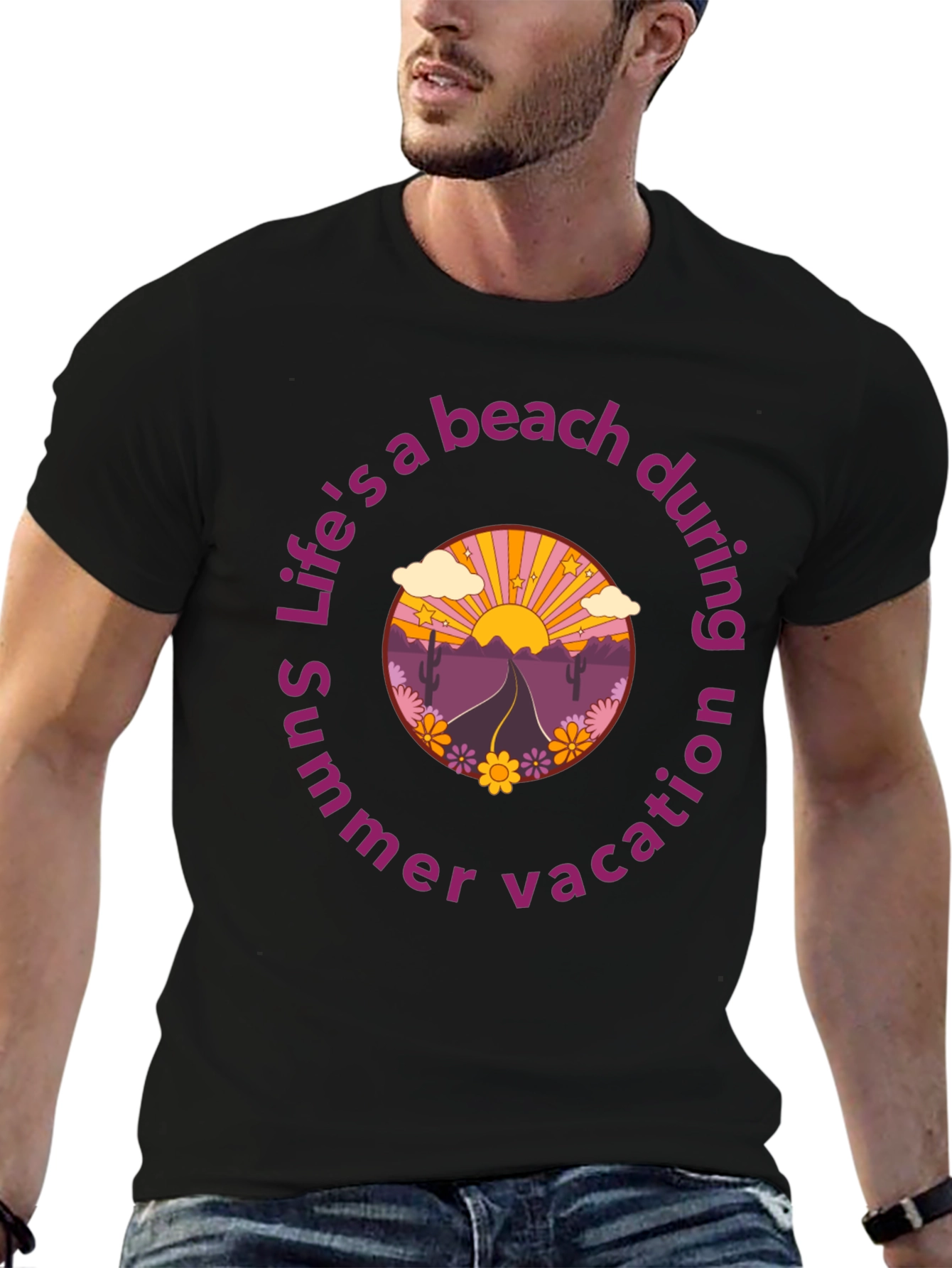 Retro Beach Vacation Graphic T-Shirt