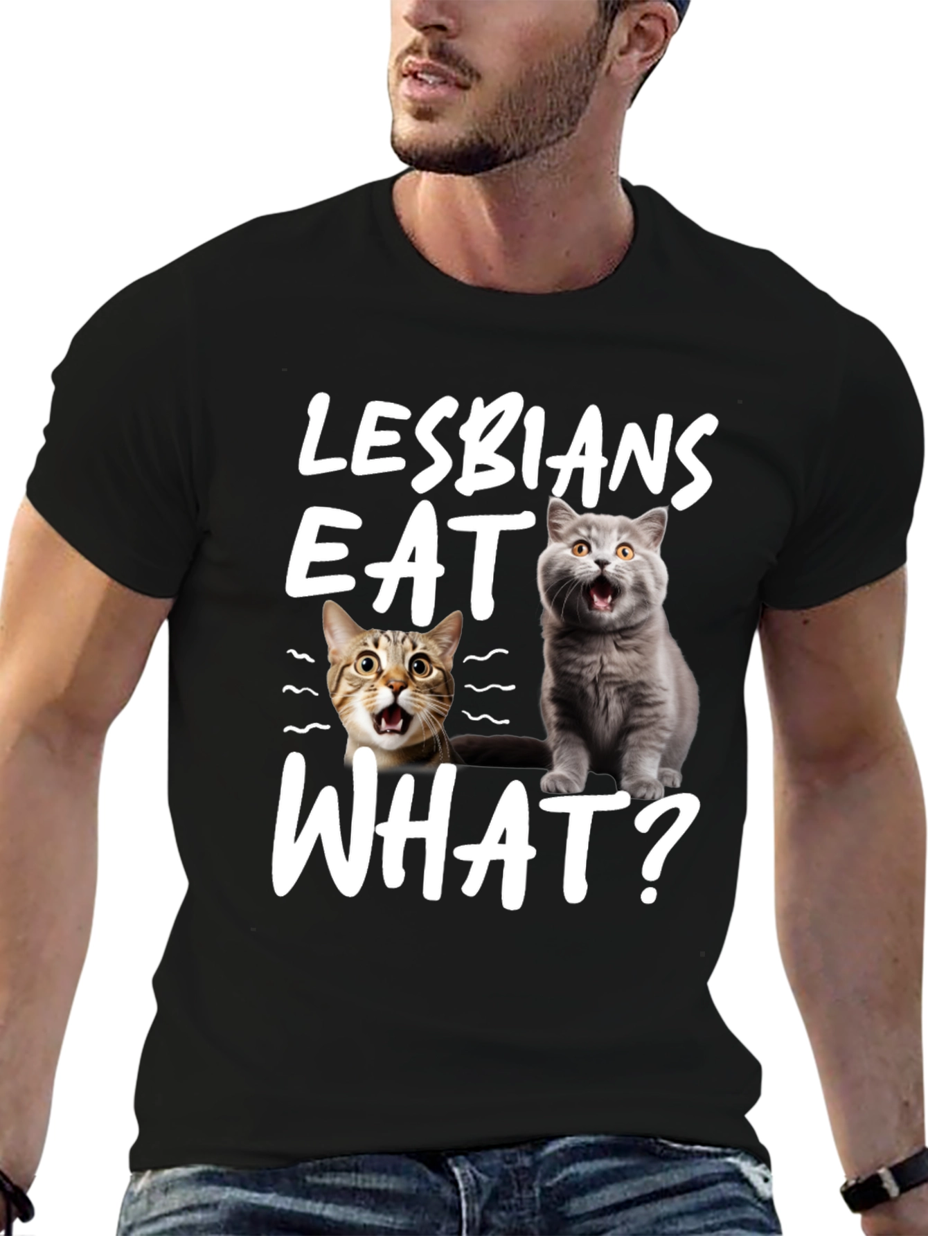Lesbians Eat What? Cat Graphic Novelty T-Shirt