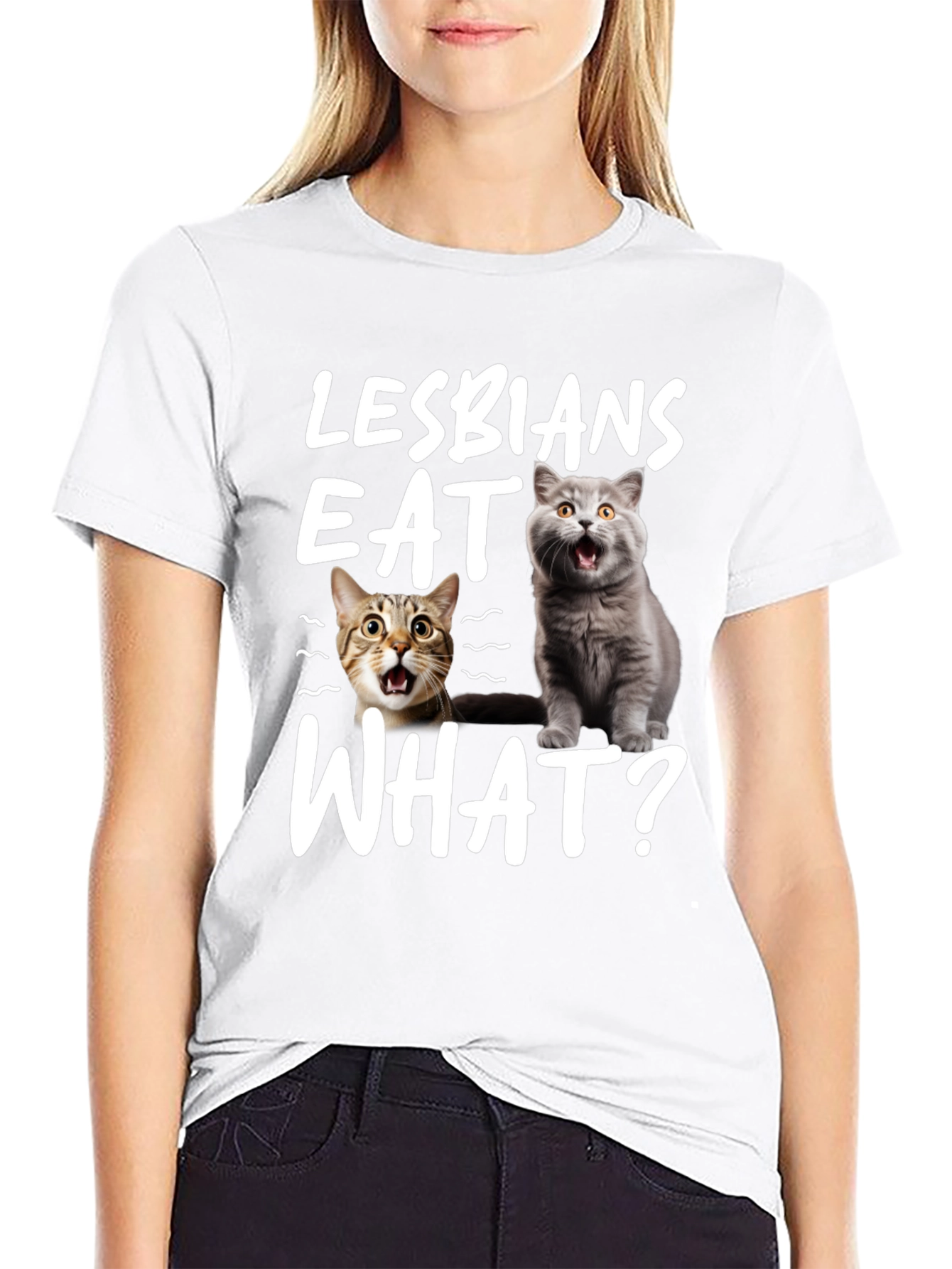 Lesbians Eat What? Cat Graphic Novelty T-Shirt