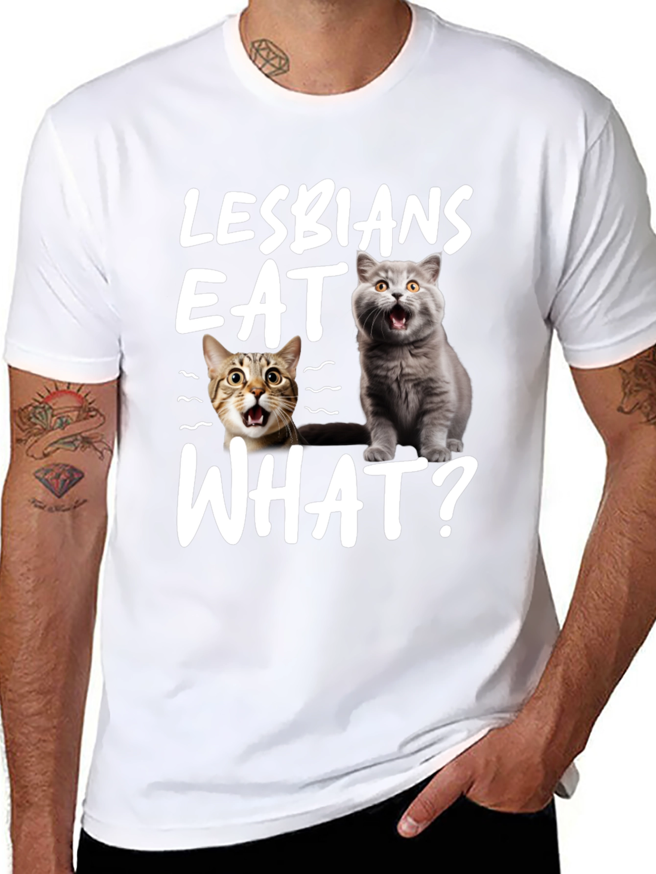 Lesbians Eat What? Cat Graphic Novelty T-Shirt