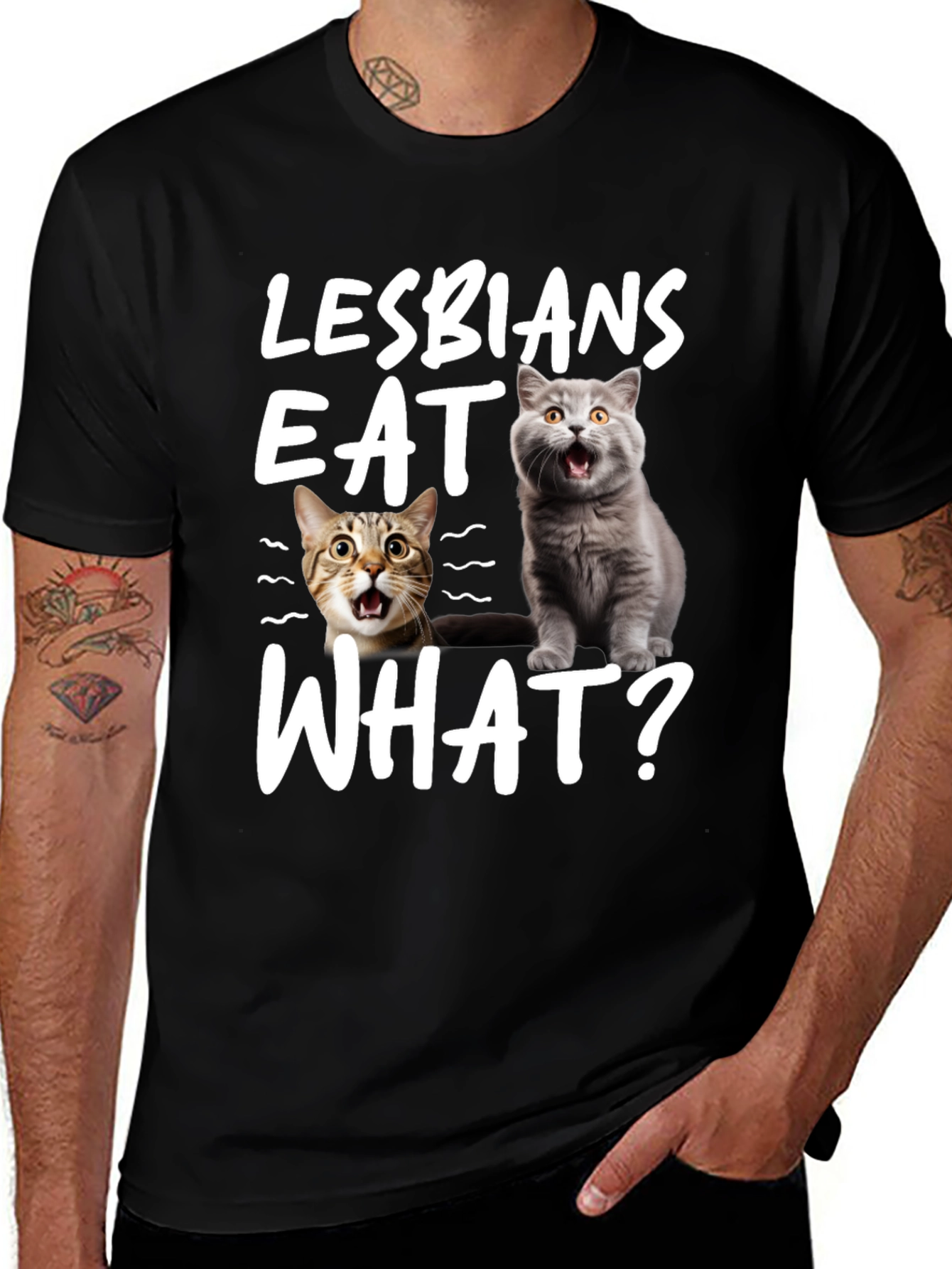 Lesbians Eat What? Cat Graphic Novelty T-Shirt