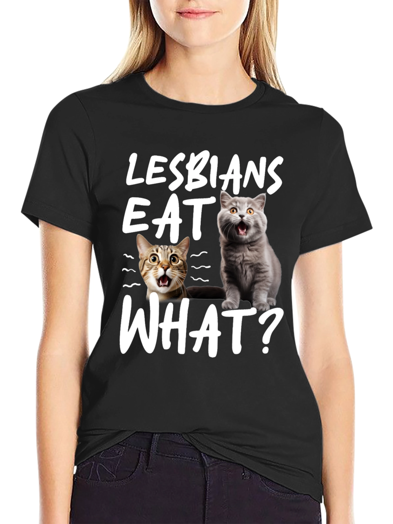 Lesbians Eat What? Cat Graphic Novelty T-Shirt