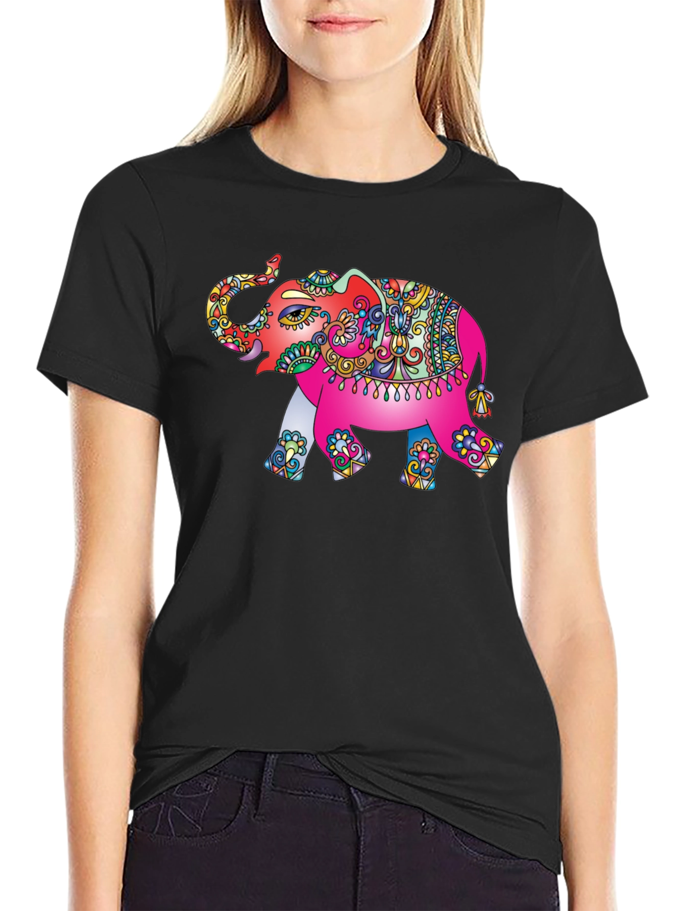 Elephant Print T-Shirt - Artistic Mens Tee