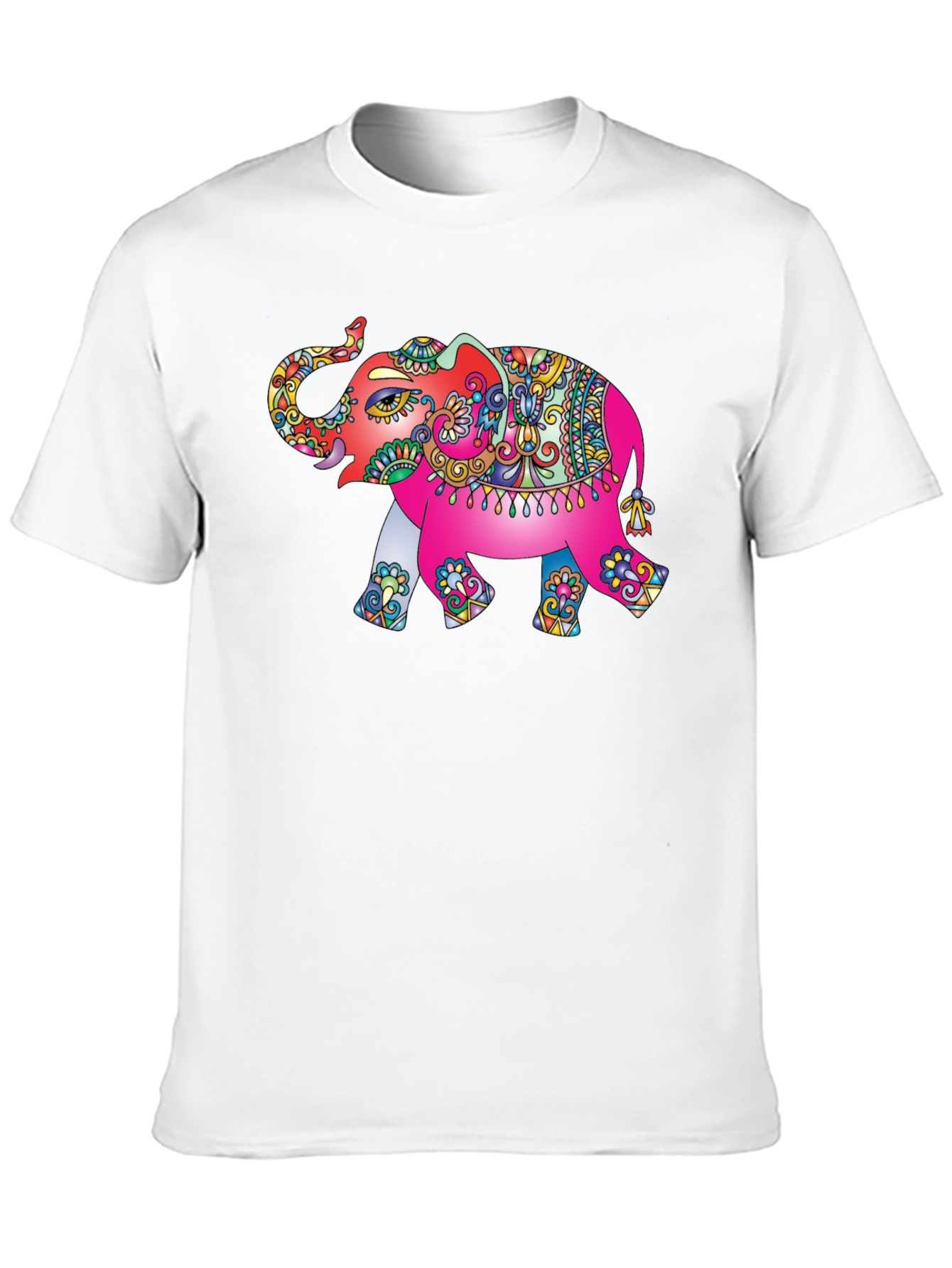 Elephant Print T-Shirt - Artistic Mens Tee