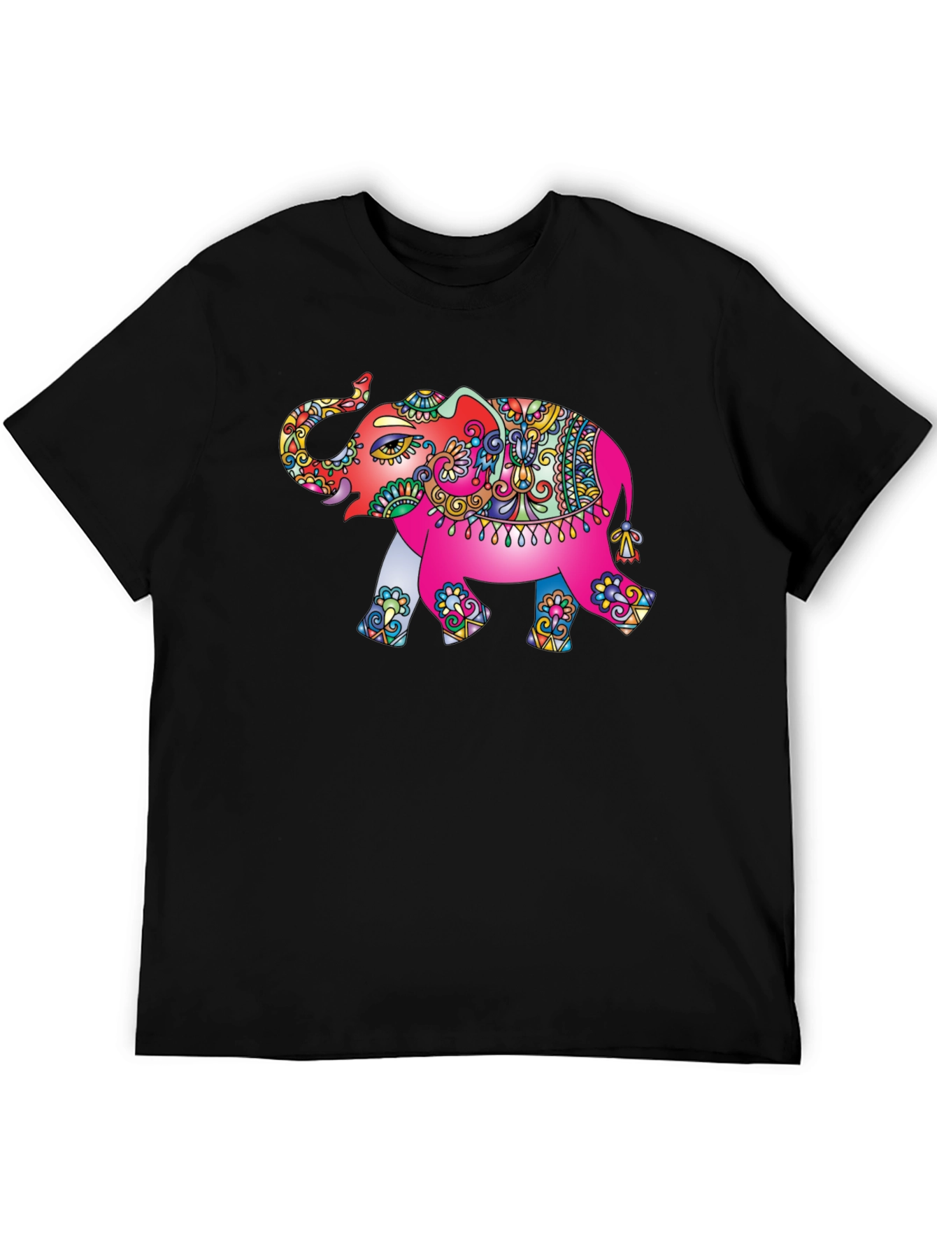 Elephant Print T-Shirt - Artistic Mens Tee