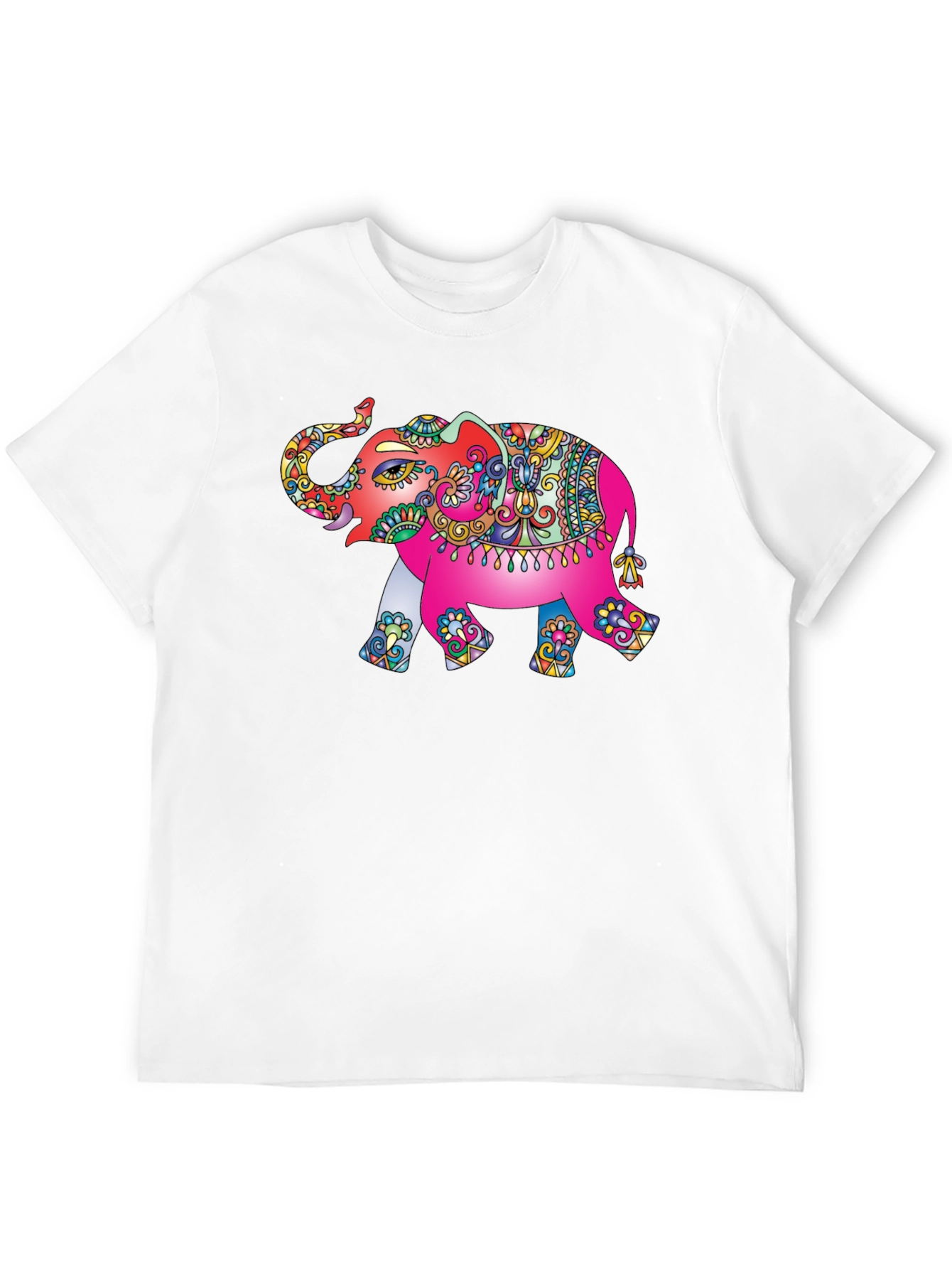 Elephant Print T-Shirt - Artistic Mens Tee