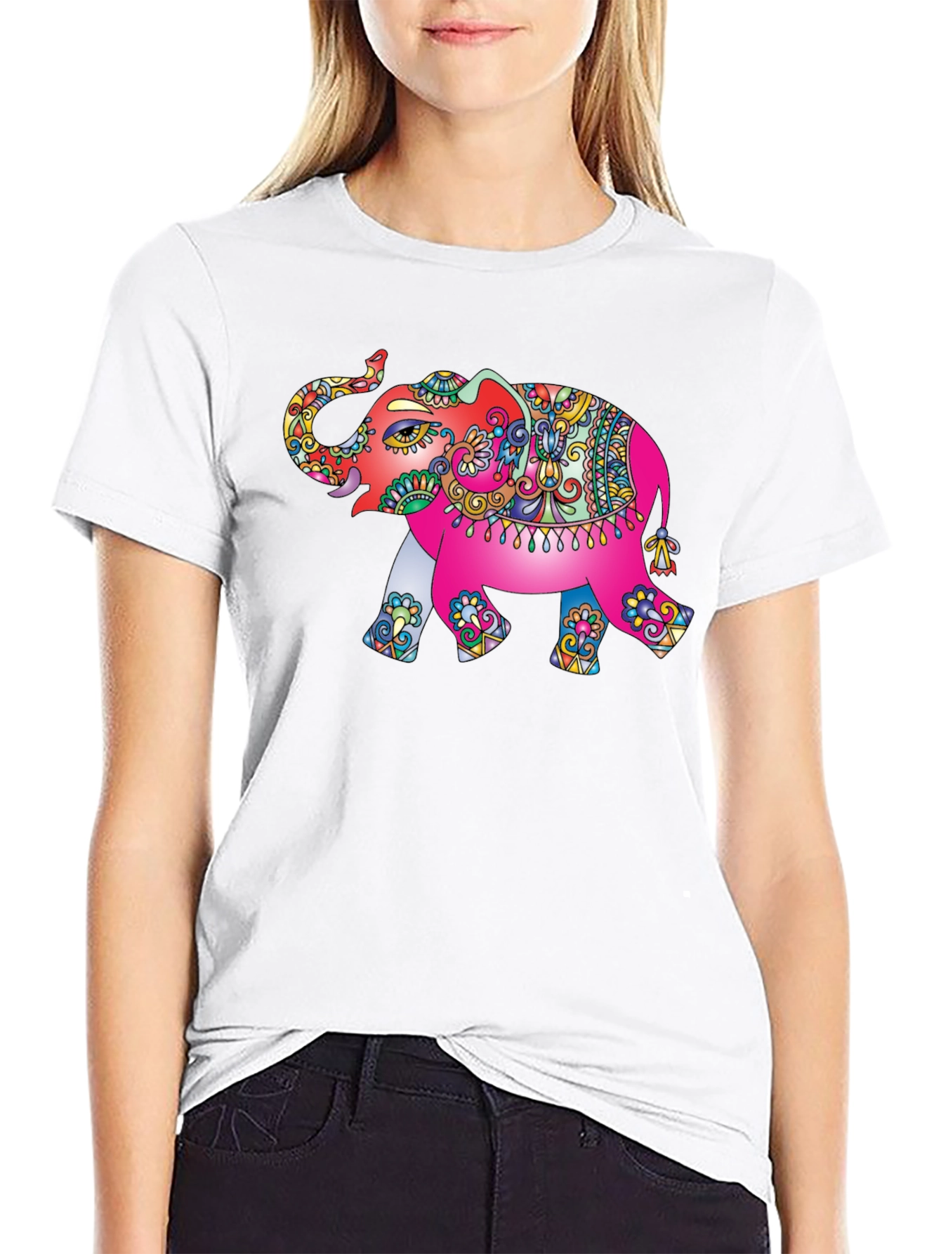Elephant Print T-Shirt - Artistic Mens Tee