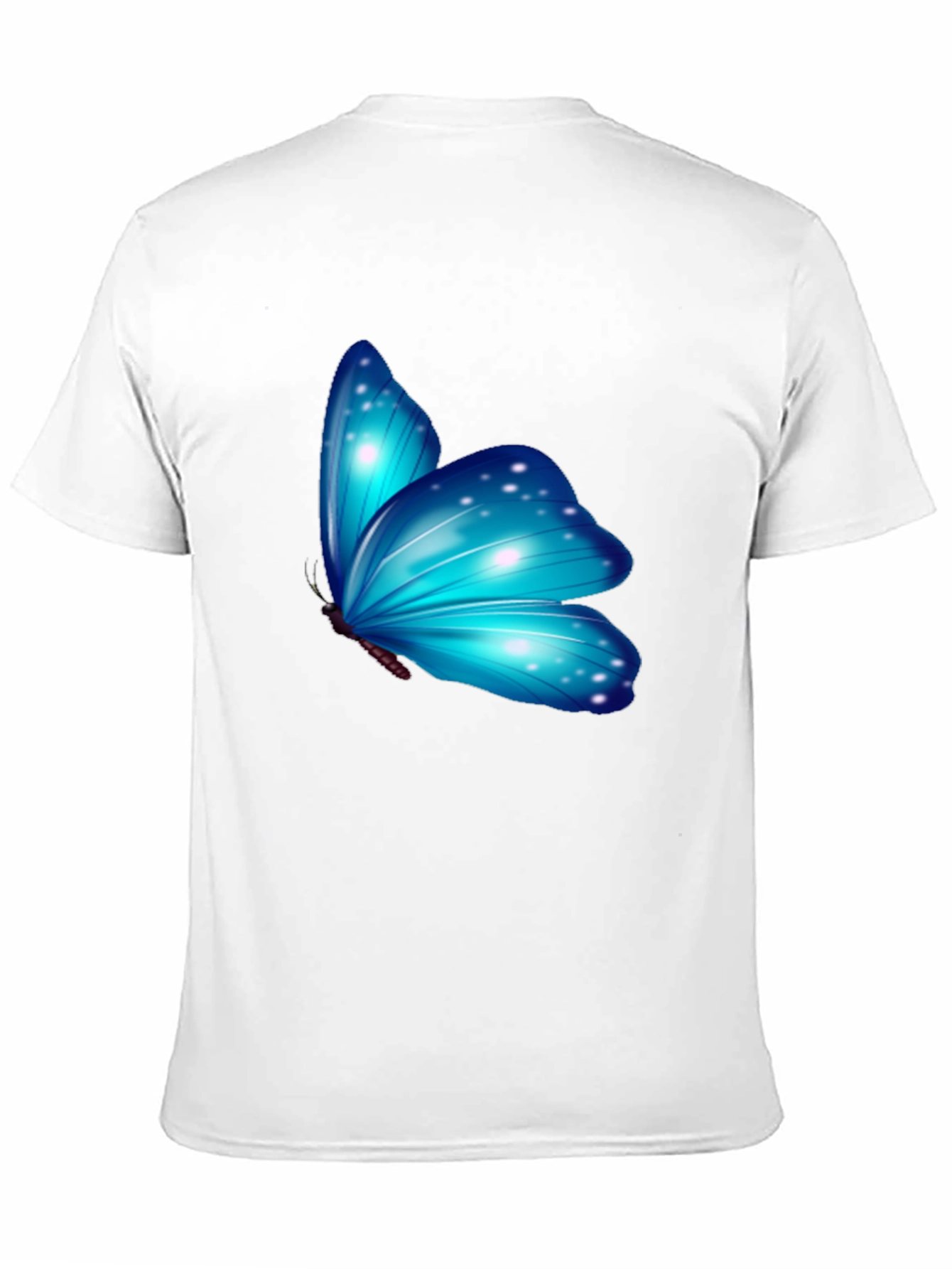 Blue Butterfly Graphic Black T-Shirt
