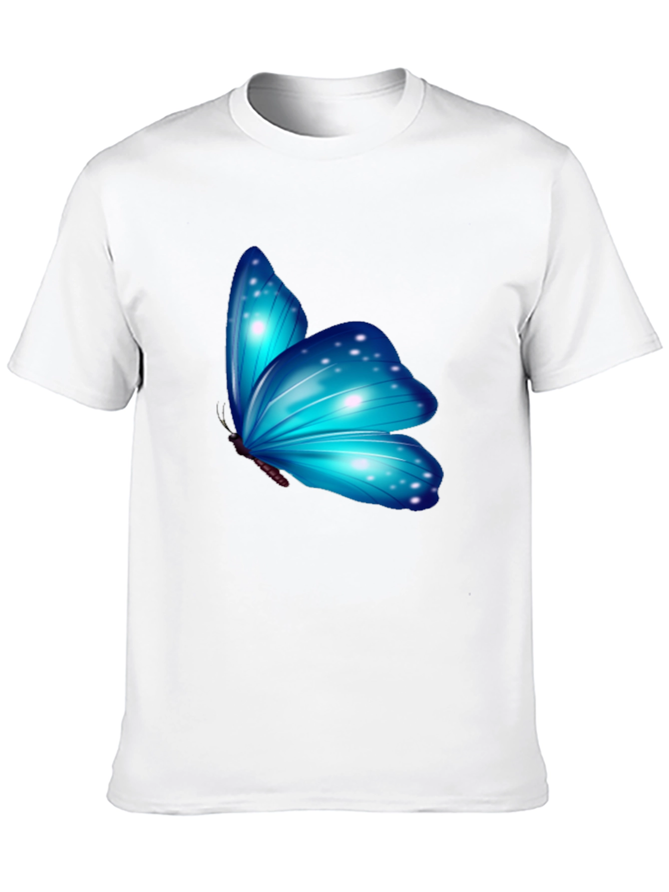 Blue Butterfly Graphic Black T-Shirt