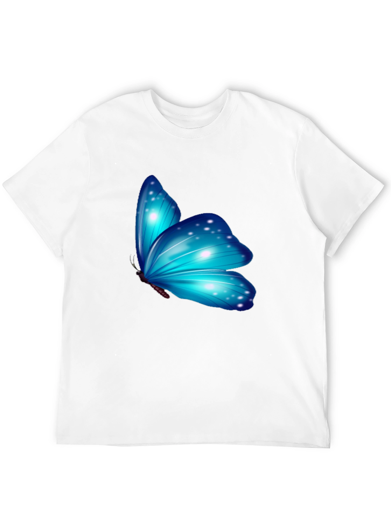 Blue Butterfly Graphic Black T-Shirt
