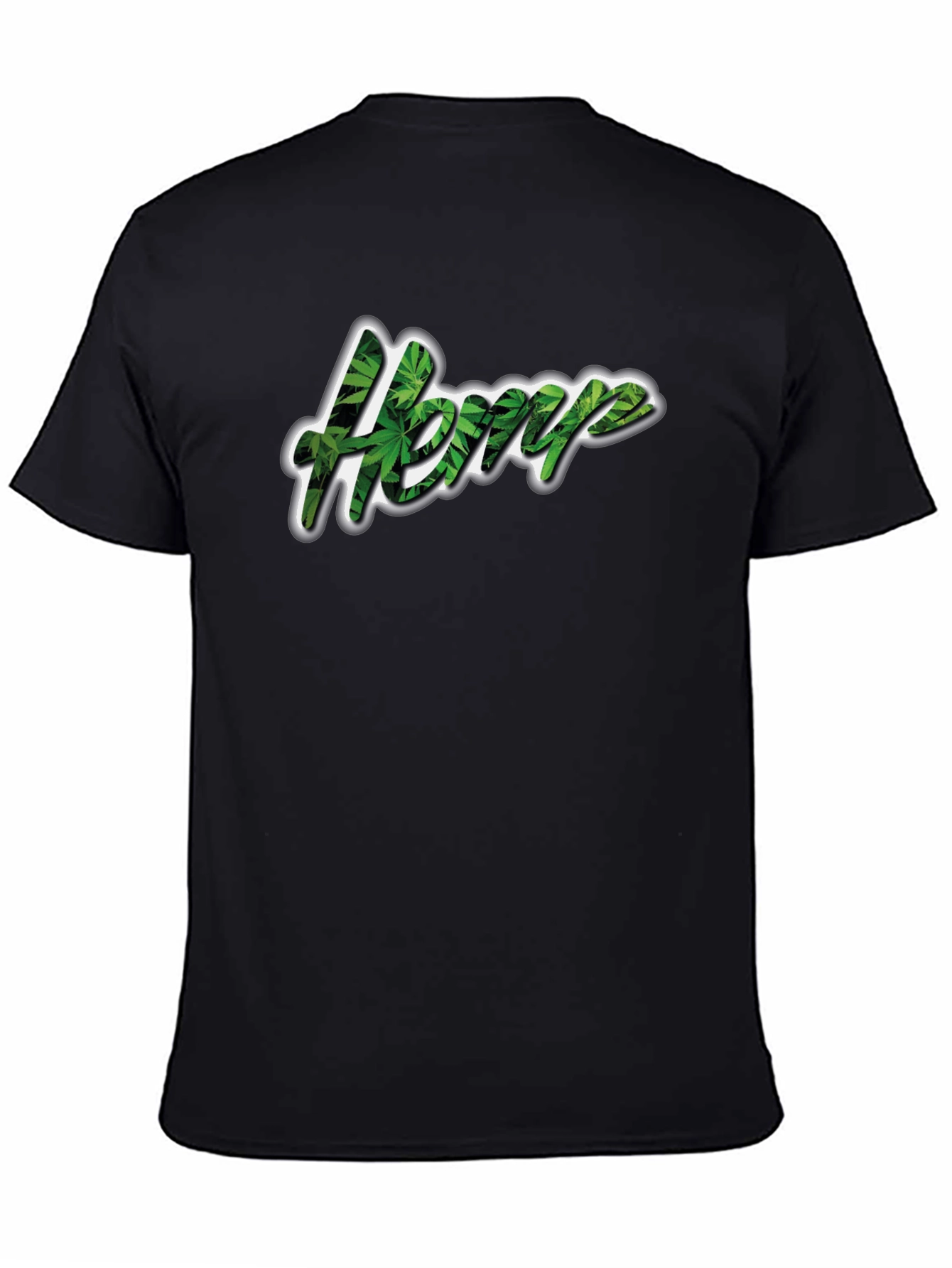 Hemp Leaf Print Black T-Shirt