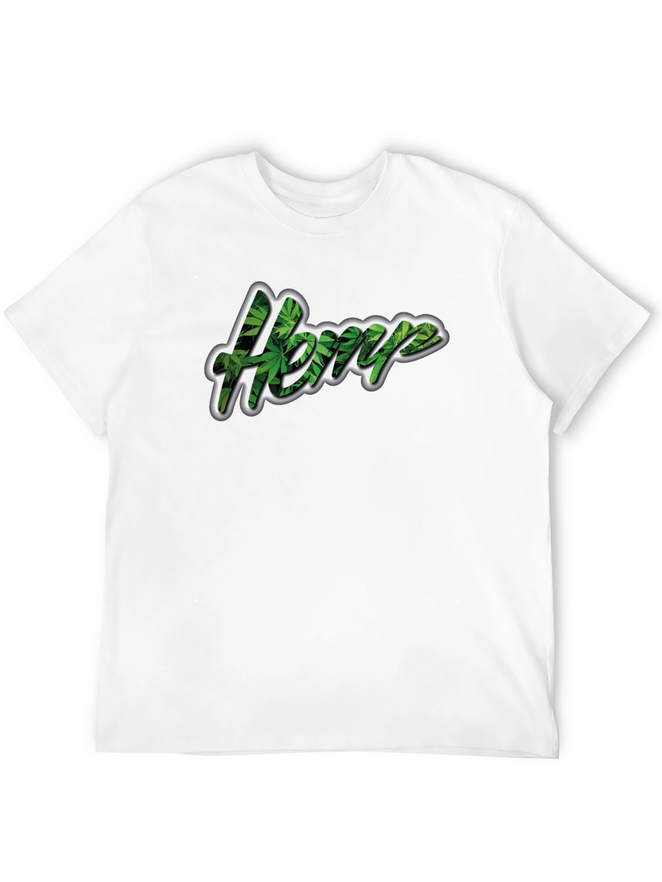 Hemp Leaf Print Black T-Shirt