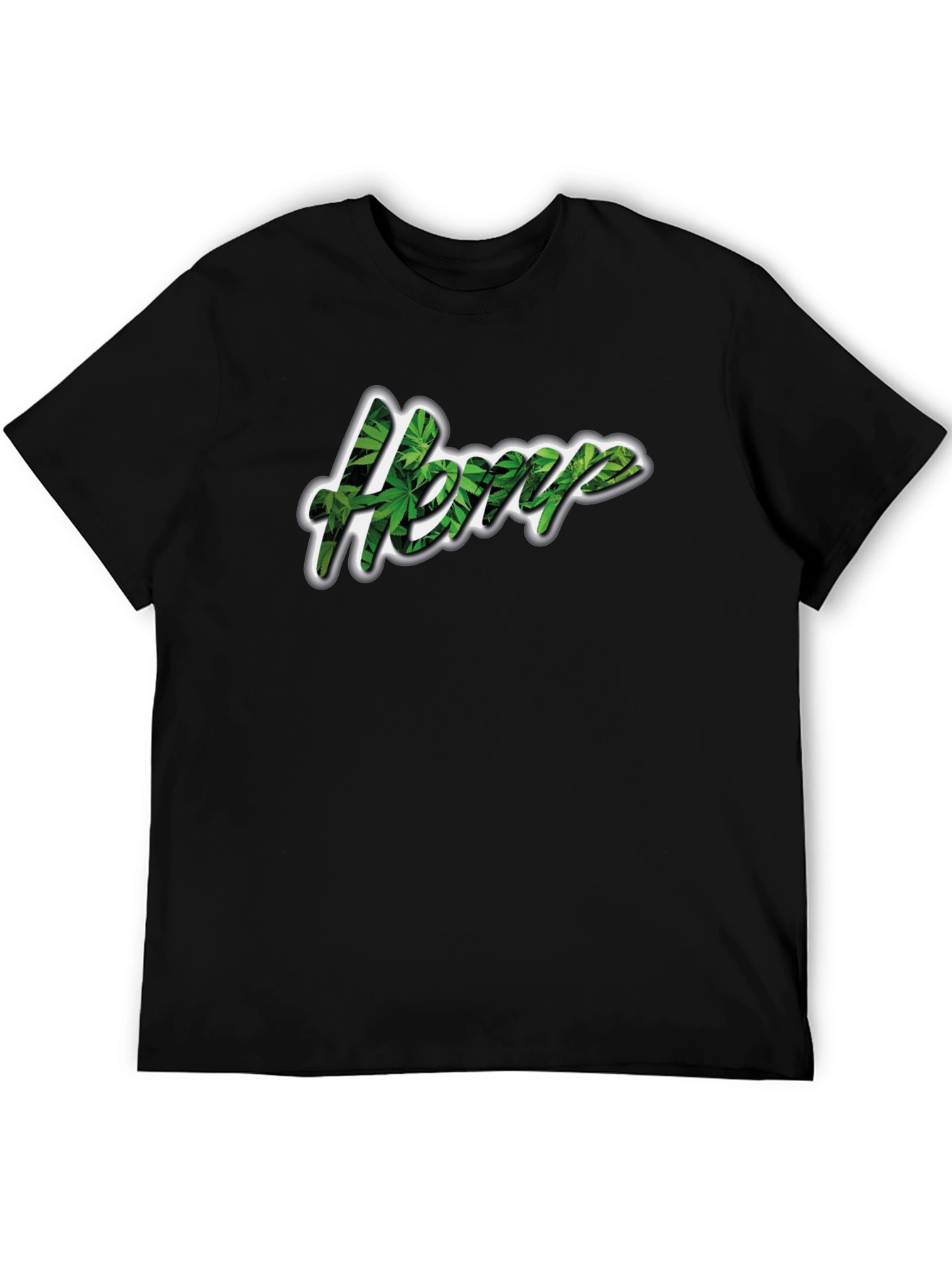 Hemp Leaf Print Black T-Shirt