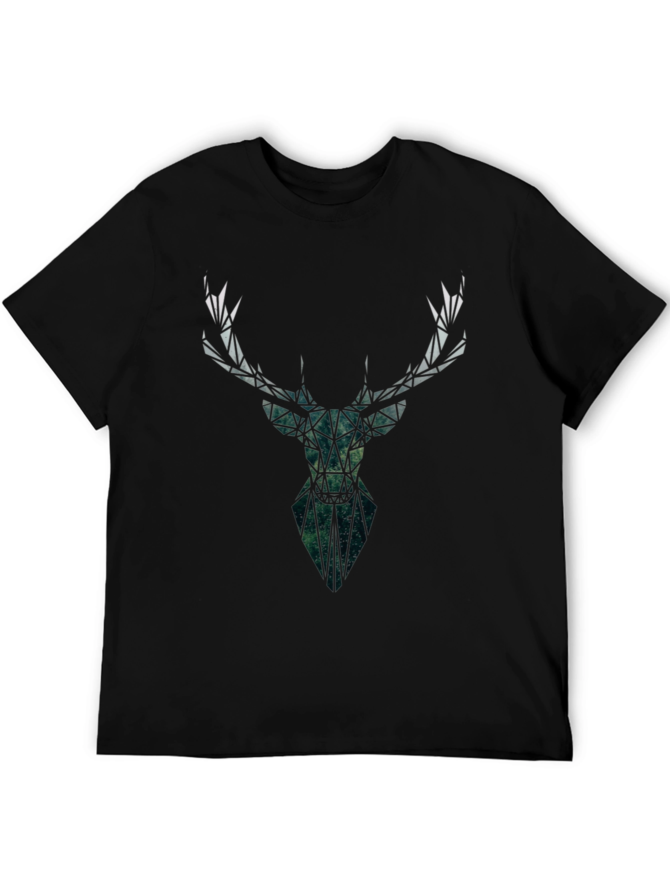 Geometric Deer Head Black T-Shirt