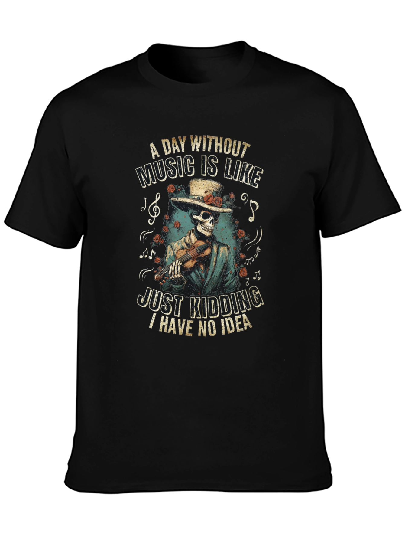 Music Lovers Skeleton Tee - A Day Without Music