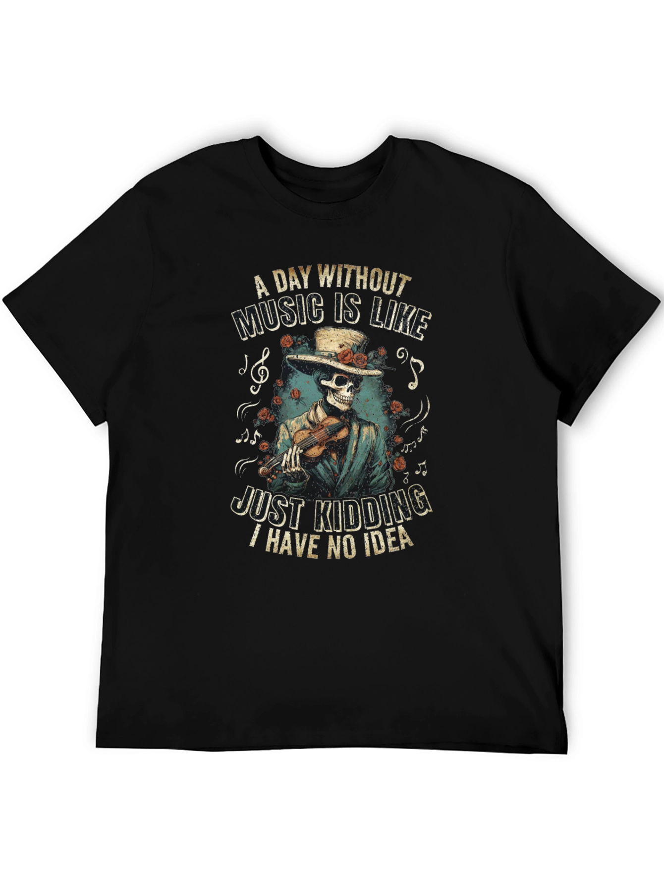 Music Lovers Skeleton Tee - A Day Without Music