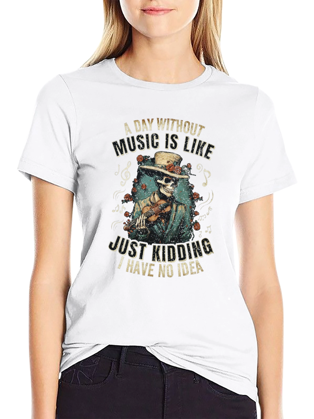 Music Lovers Skeleton Tee - A Day Without Music