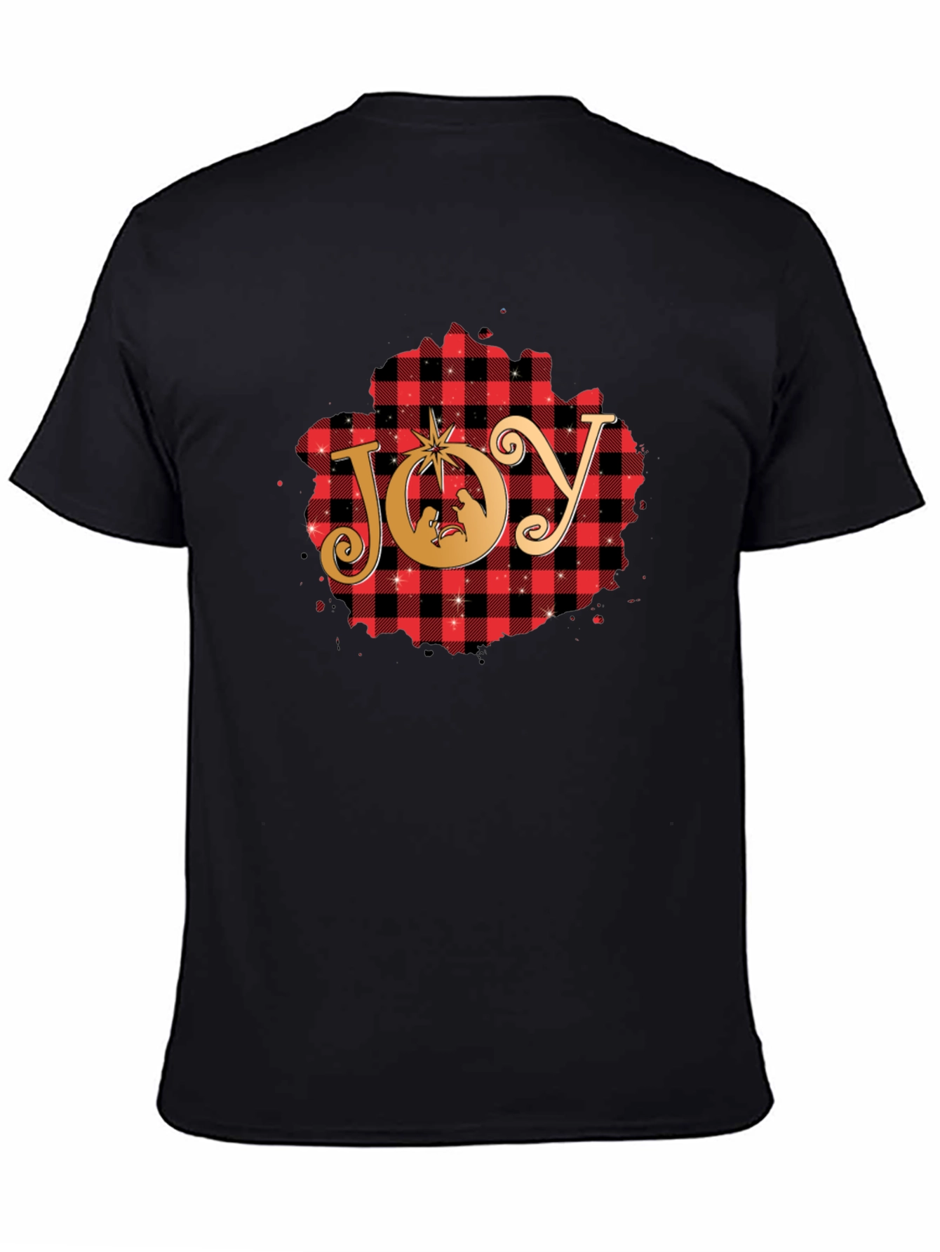 Joy Christmas Nativity Plaid T-Shirt