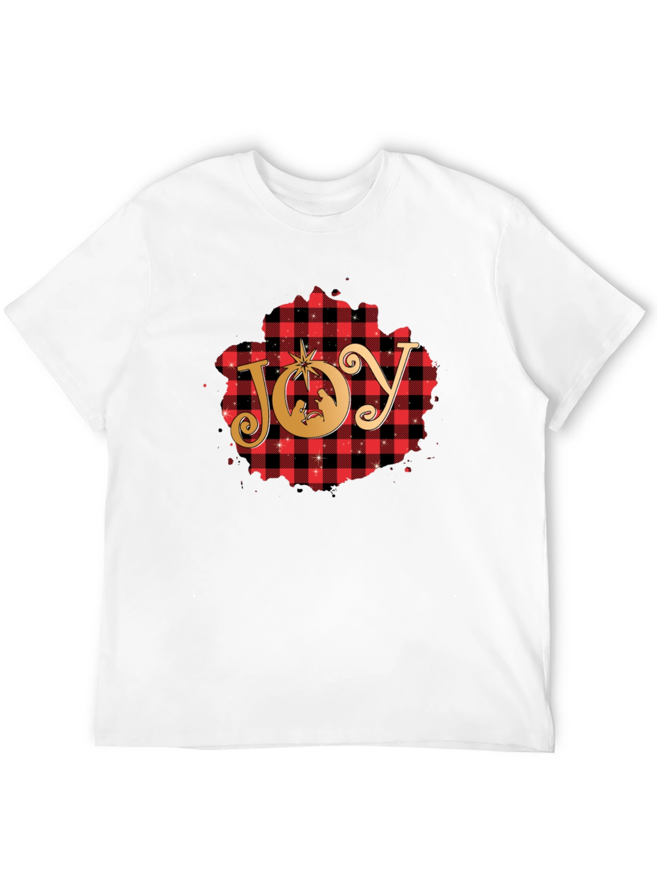 Joy Christmas Nativity Plaid T-Shirt