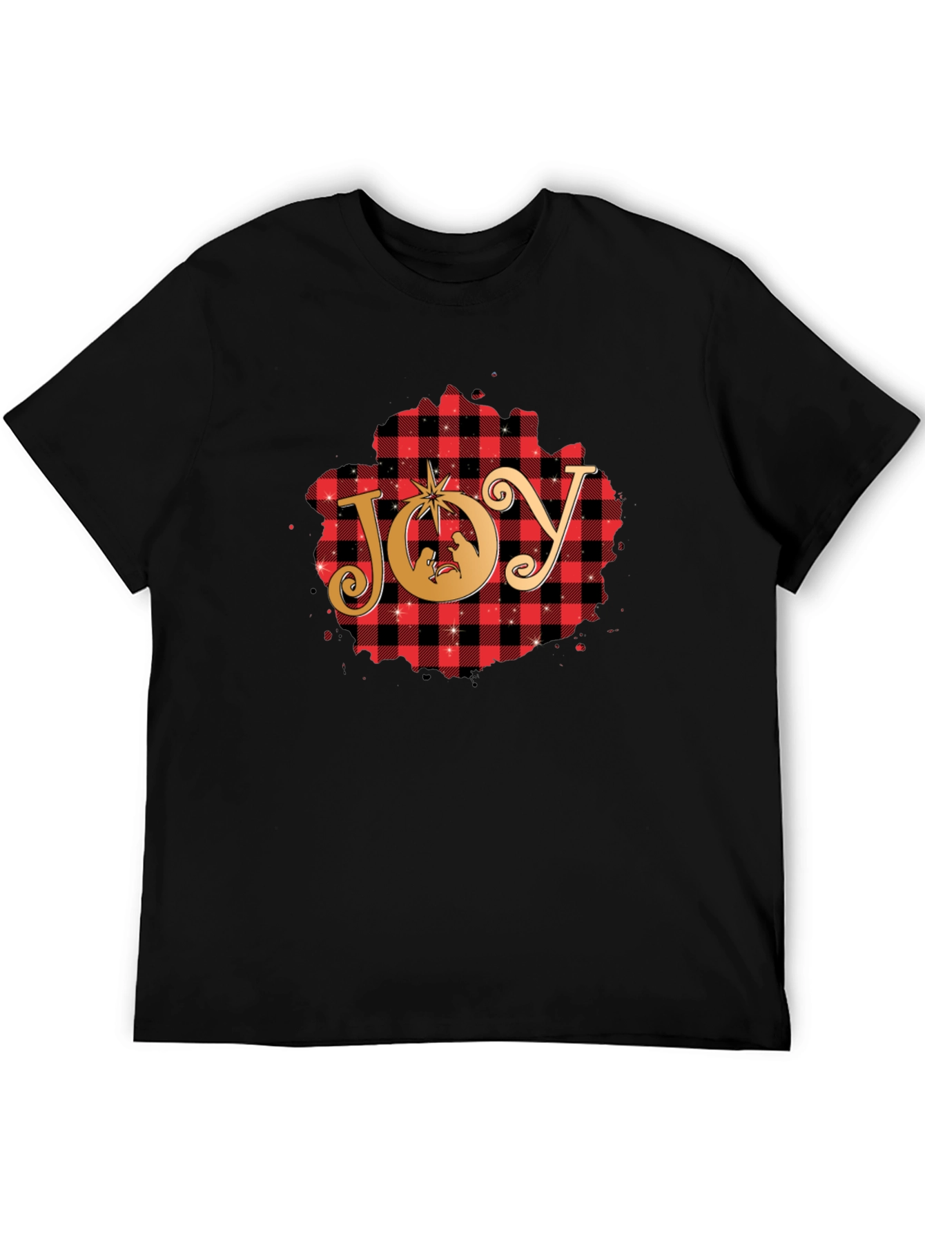 Joy Christmas Nativity Plaid T-Shirt