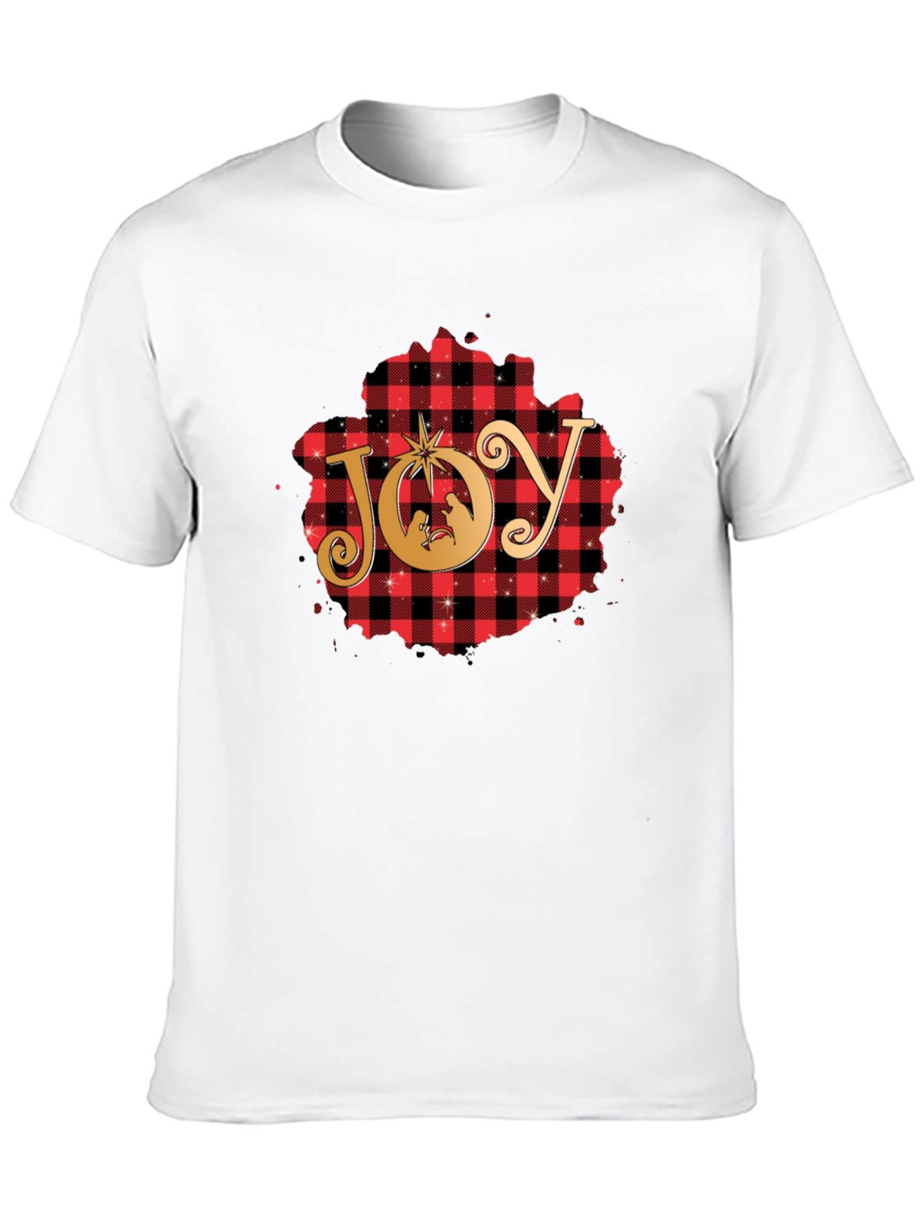 Joy Christmas Nativity Plaid T-Shirt